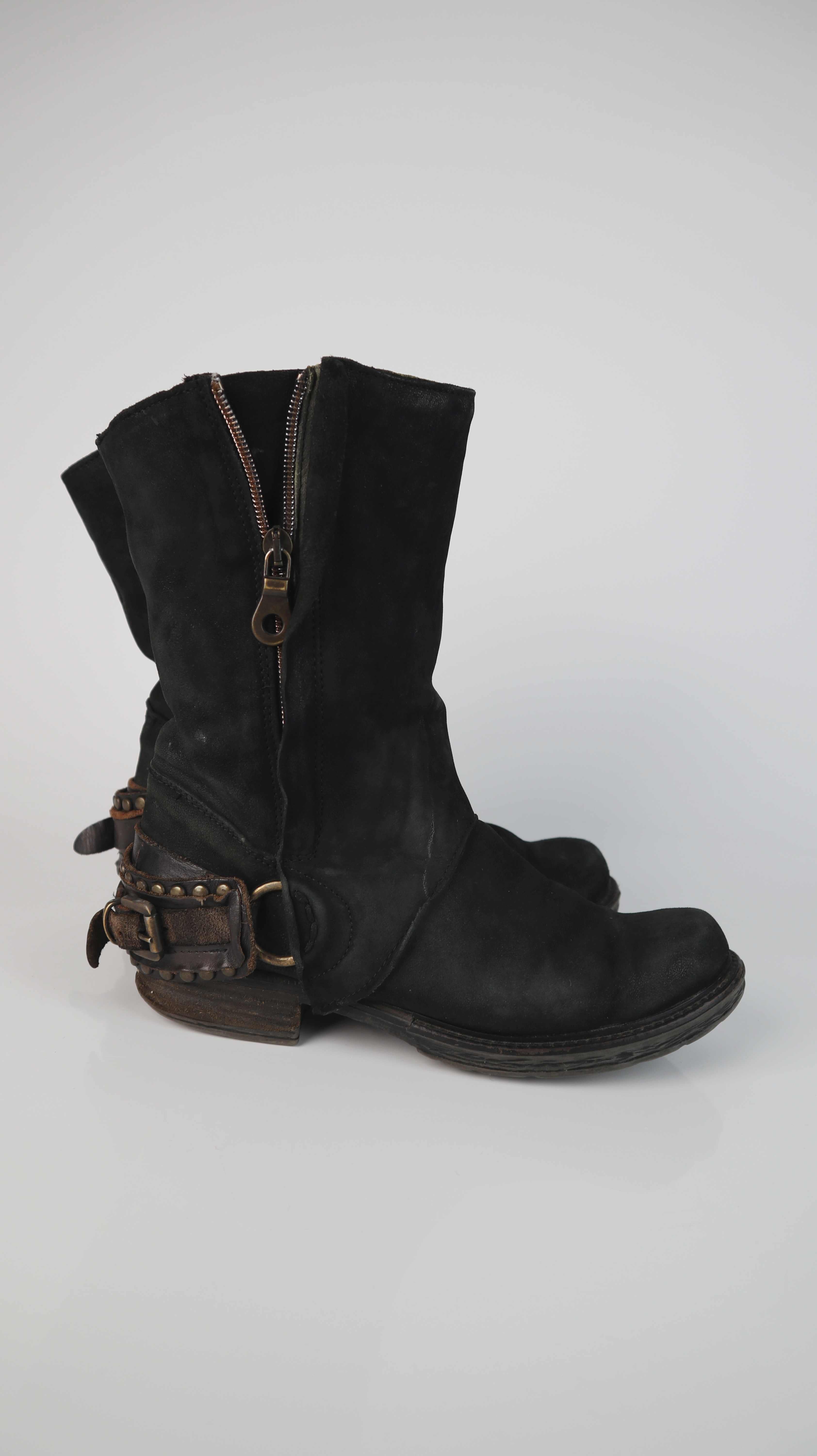 Piranha Stiefel Stiefeletten schwarz 38 Lederstiefel Bikerboots Boots