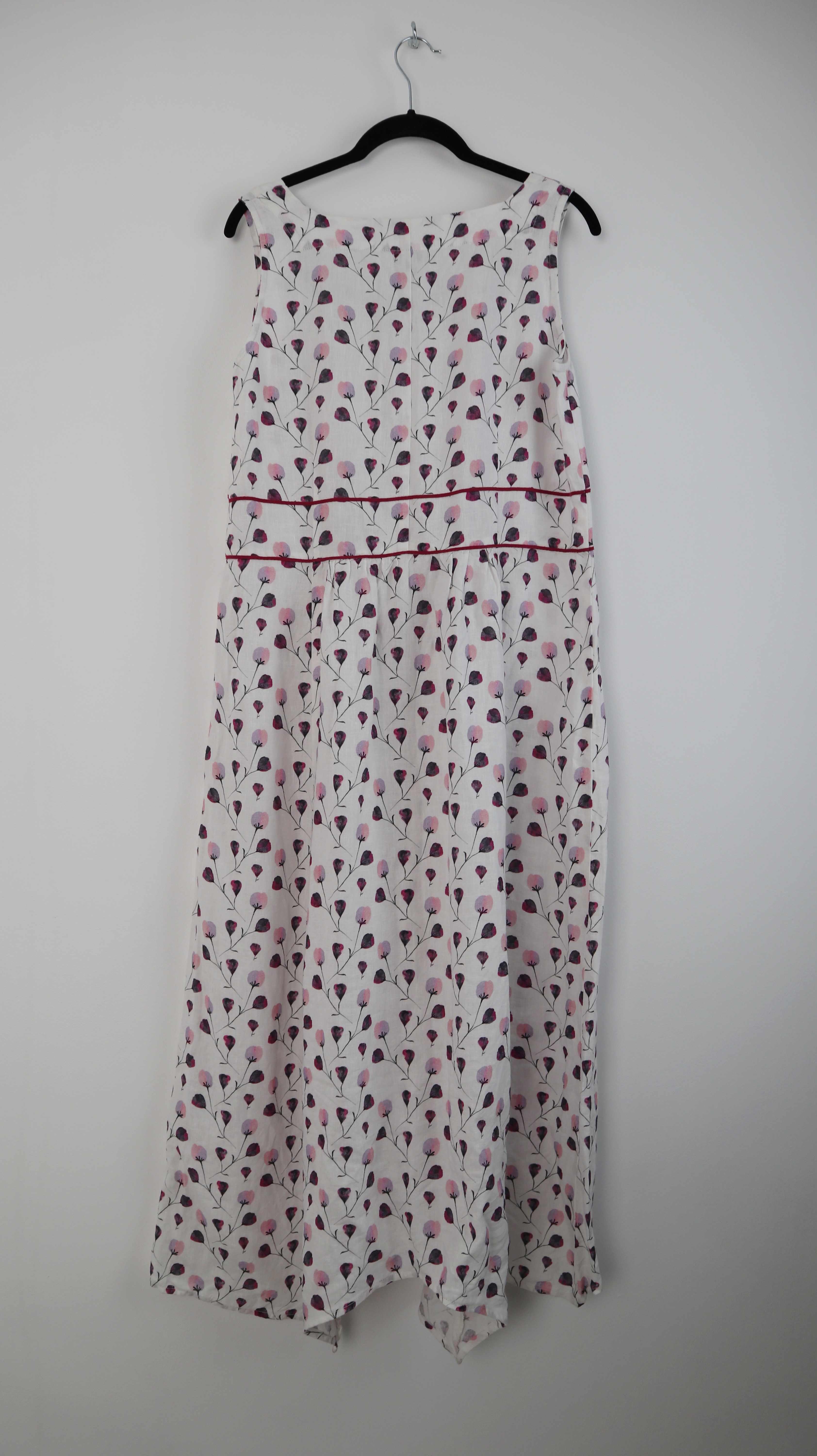 Deerberg Kleid Leinenkleid weiß lila 38 M Sommerkleid Etuikleid