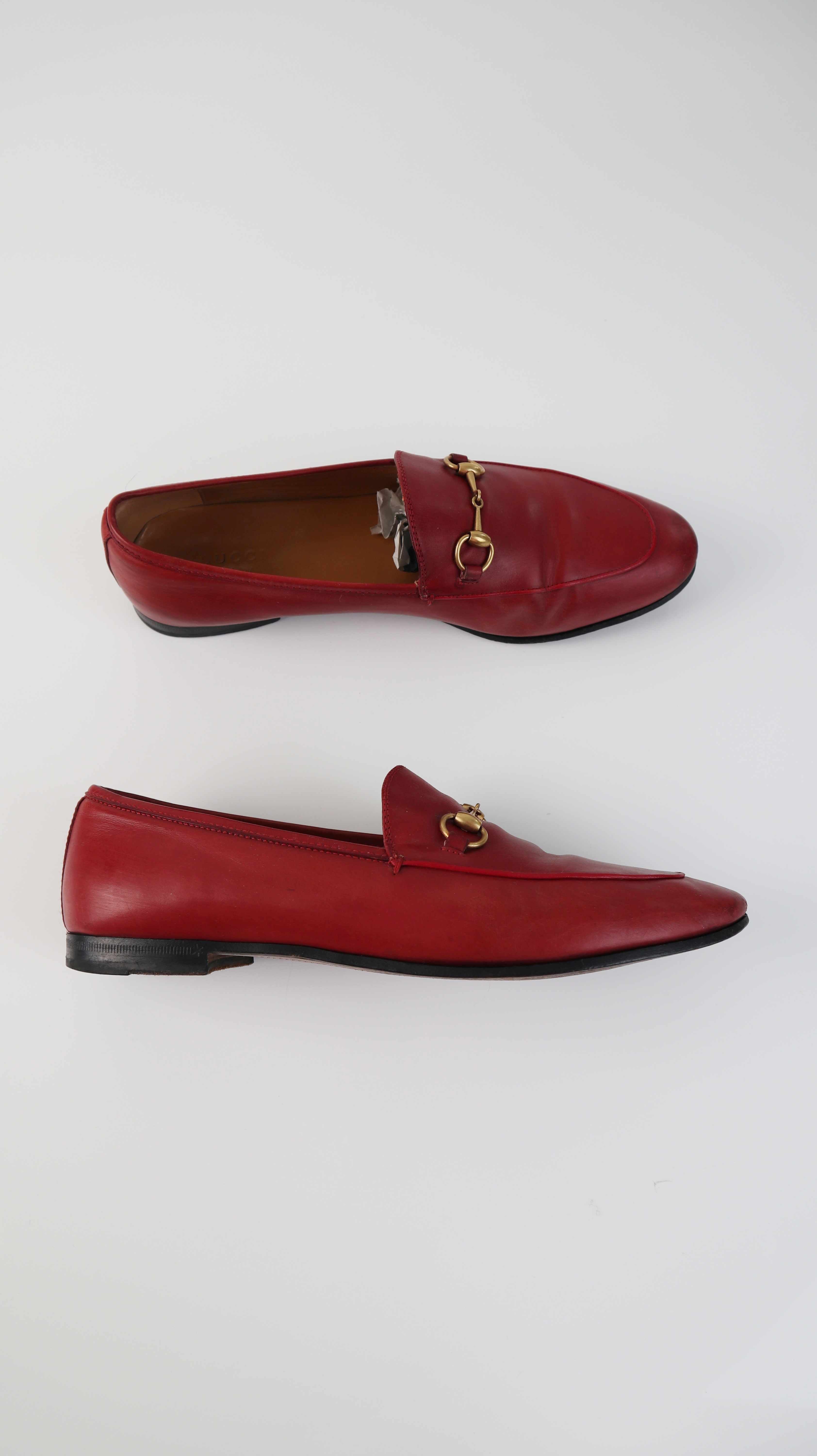 Gucci Mokassins Slipper 40,5 Rot Leder Lederslipper made in Italy