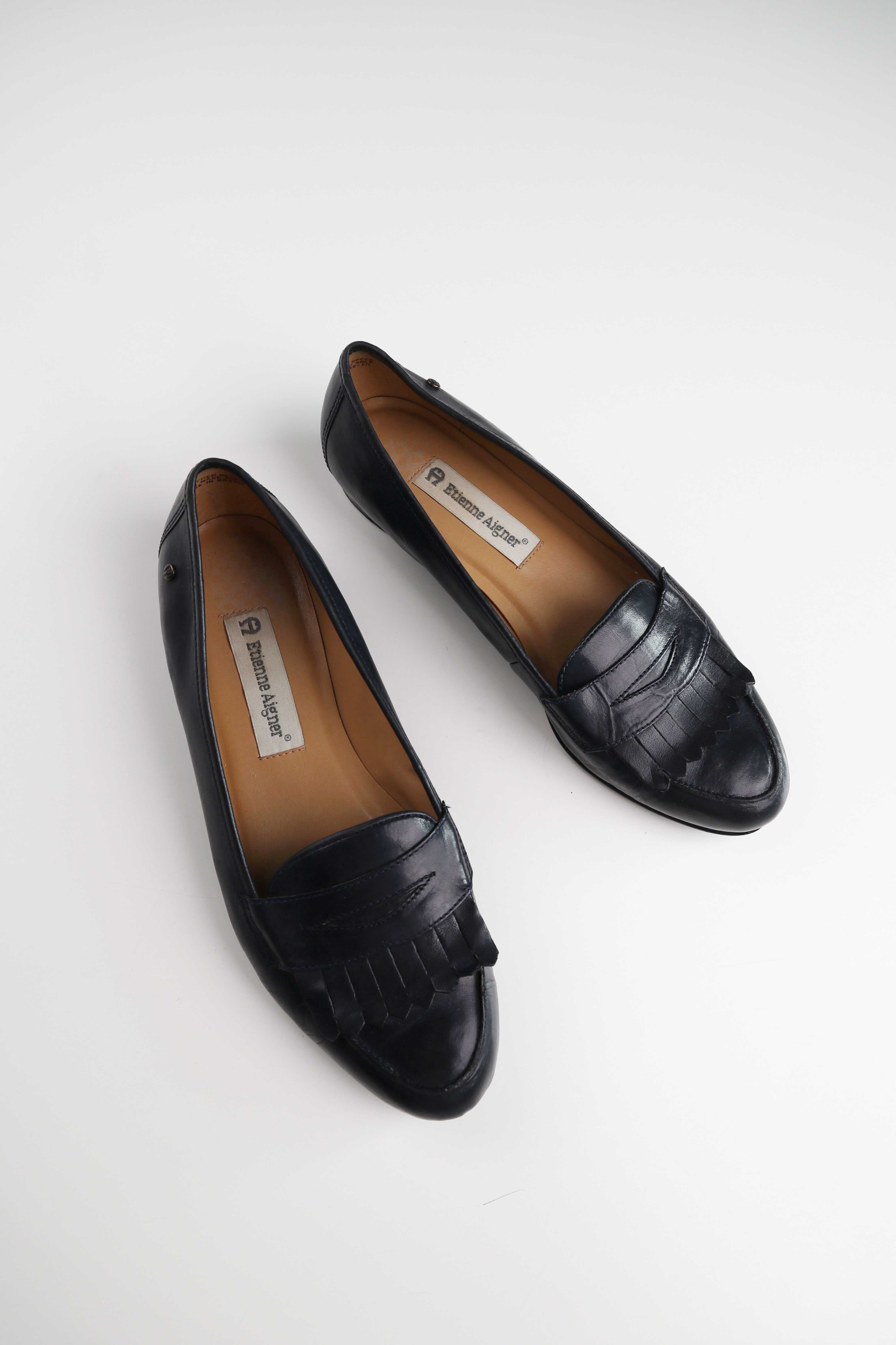 Etienne Aigner Ballerinas Lederballerinas Slipper Loafer Mokassins 39 Vintage