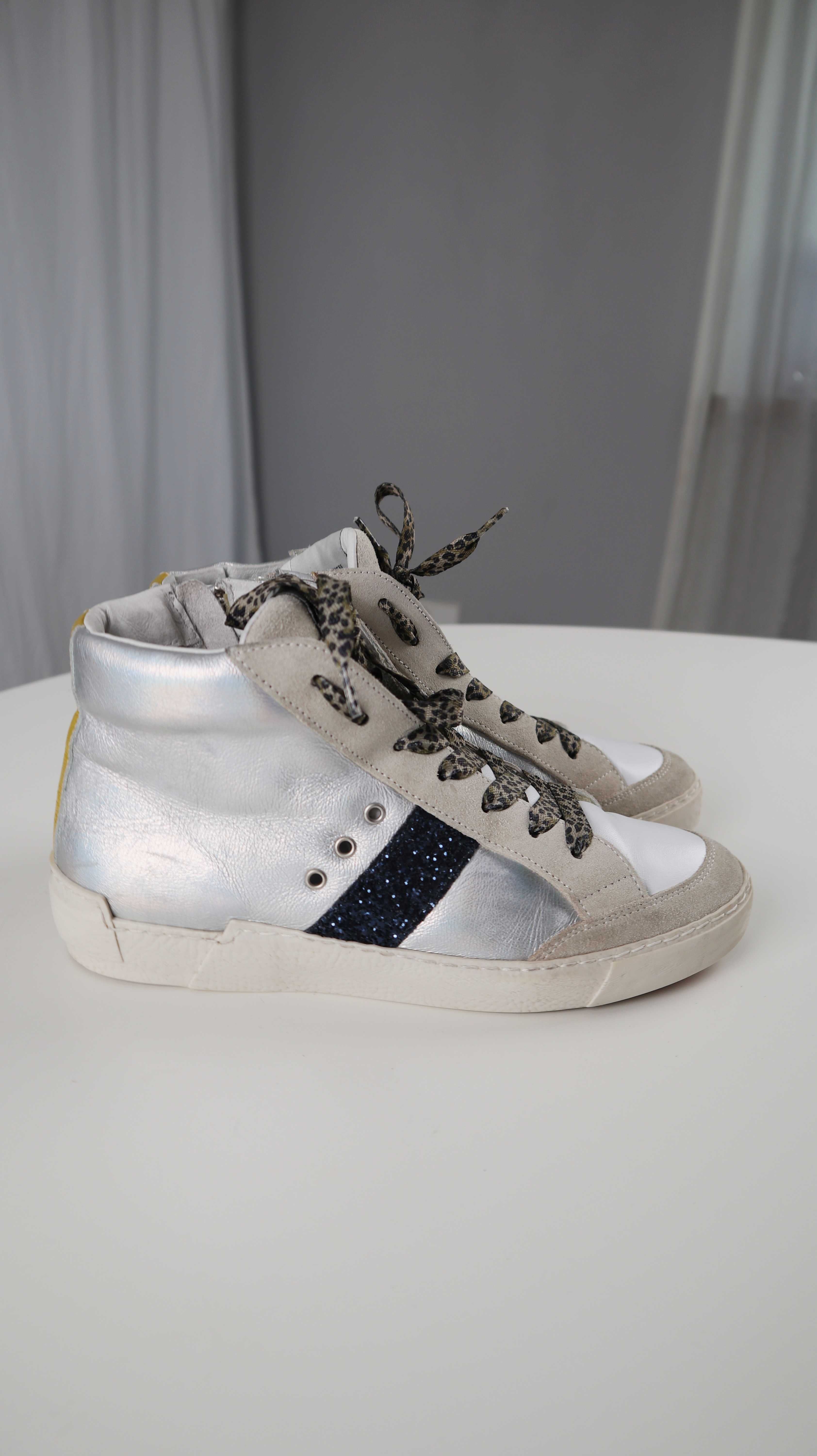 Meline Made in Italy Sneaker 39 Silber Leo Turnschuhe
