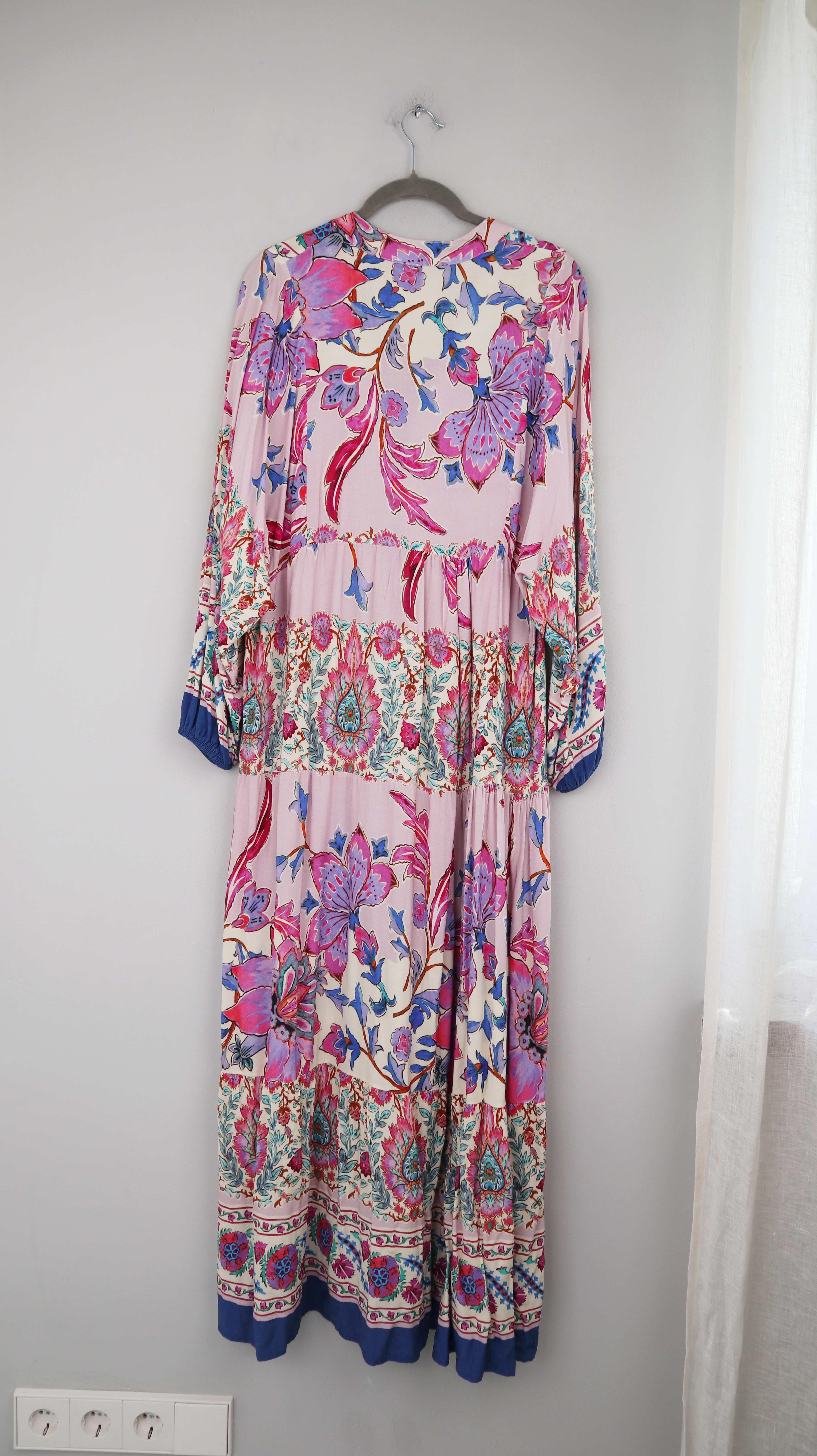 Ashilda Kleid Maxi Maxikleid rosa blau 40 L Sommerkleid Paisley gesmustert