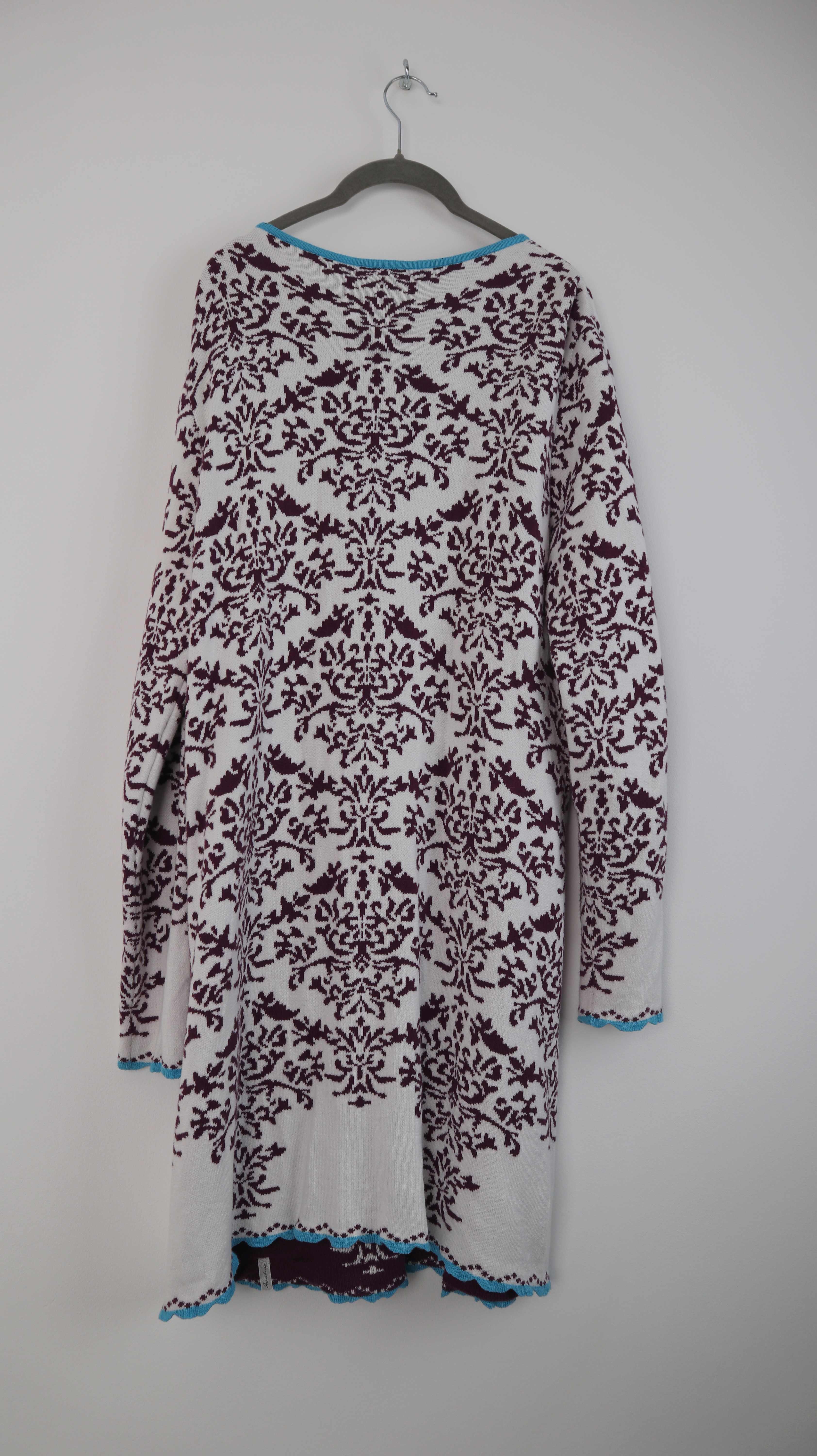 Deerberg Strickjacke weiß lila 38 M Cardigan lang Pullover Jacke