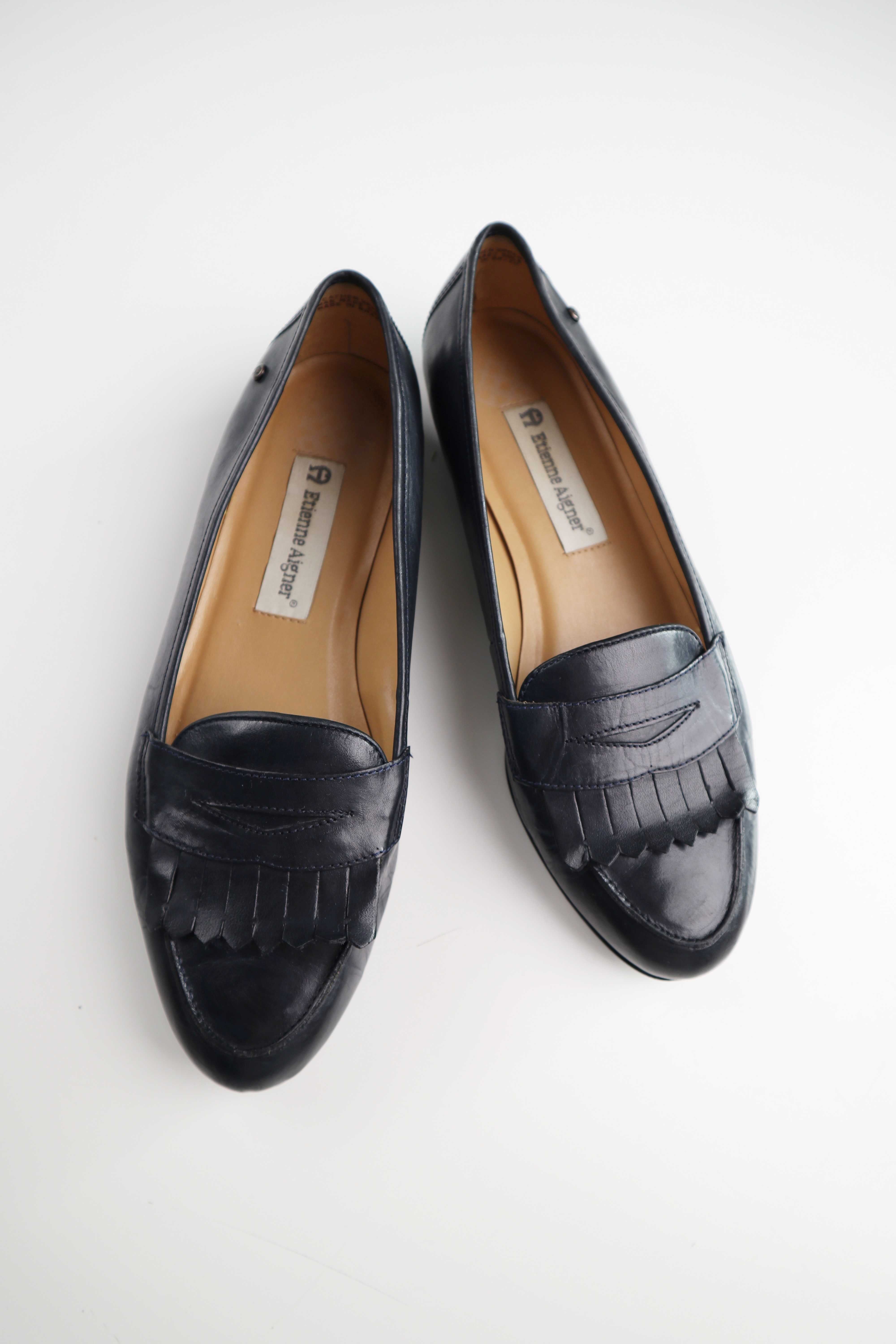 Etienne Aigner Ballerinas Lederballerinas Slipper Loafer Mokassins 39 Vintage