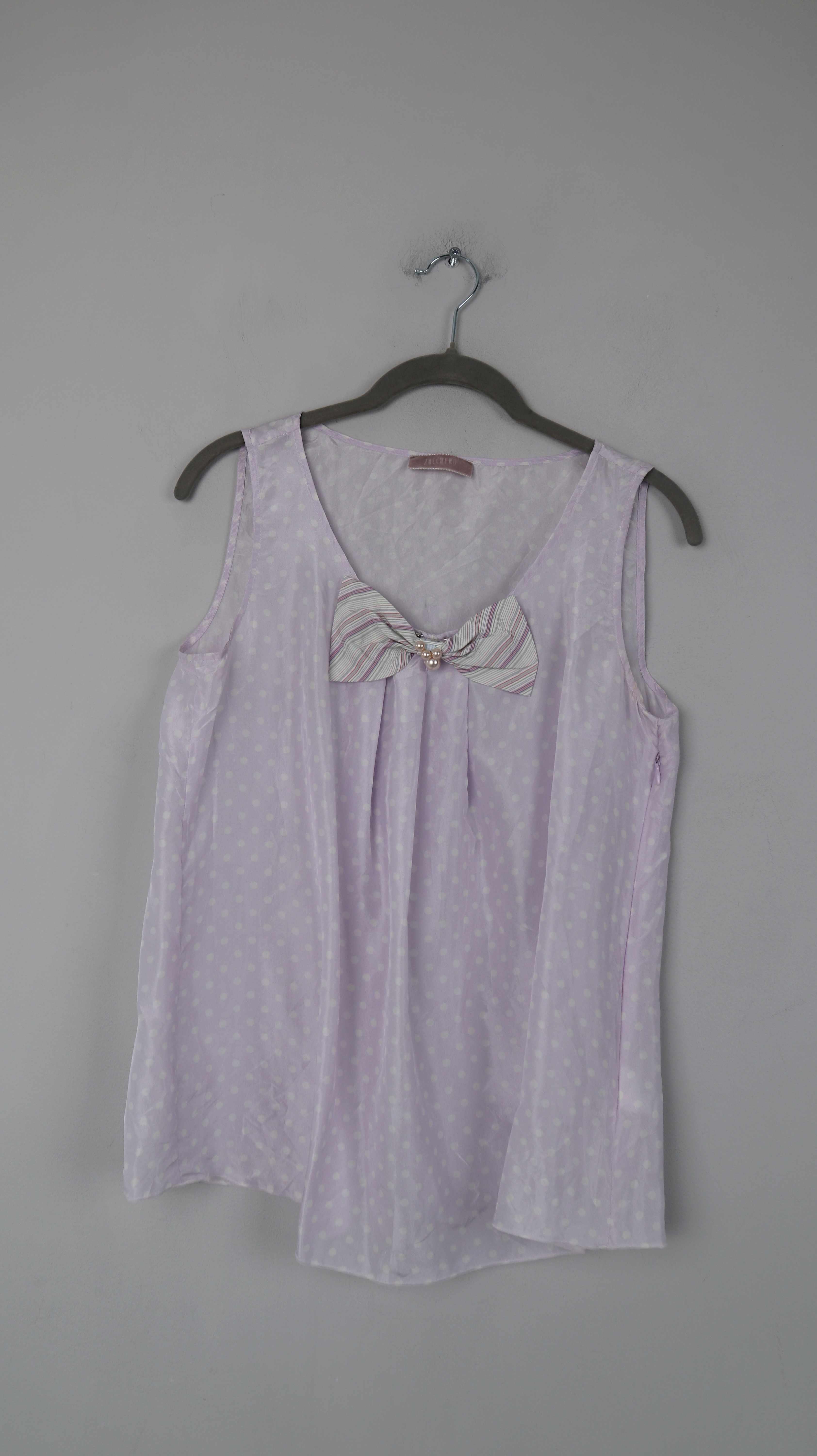 Zucchero Top Shirt Lila Seide Seidenshirt Flieder gepunktet 38 M