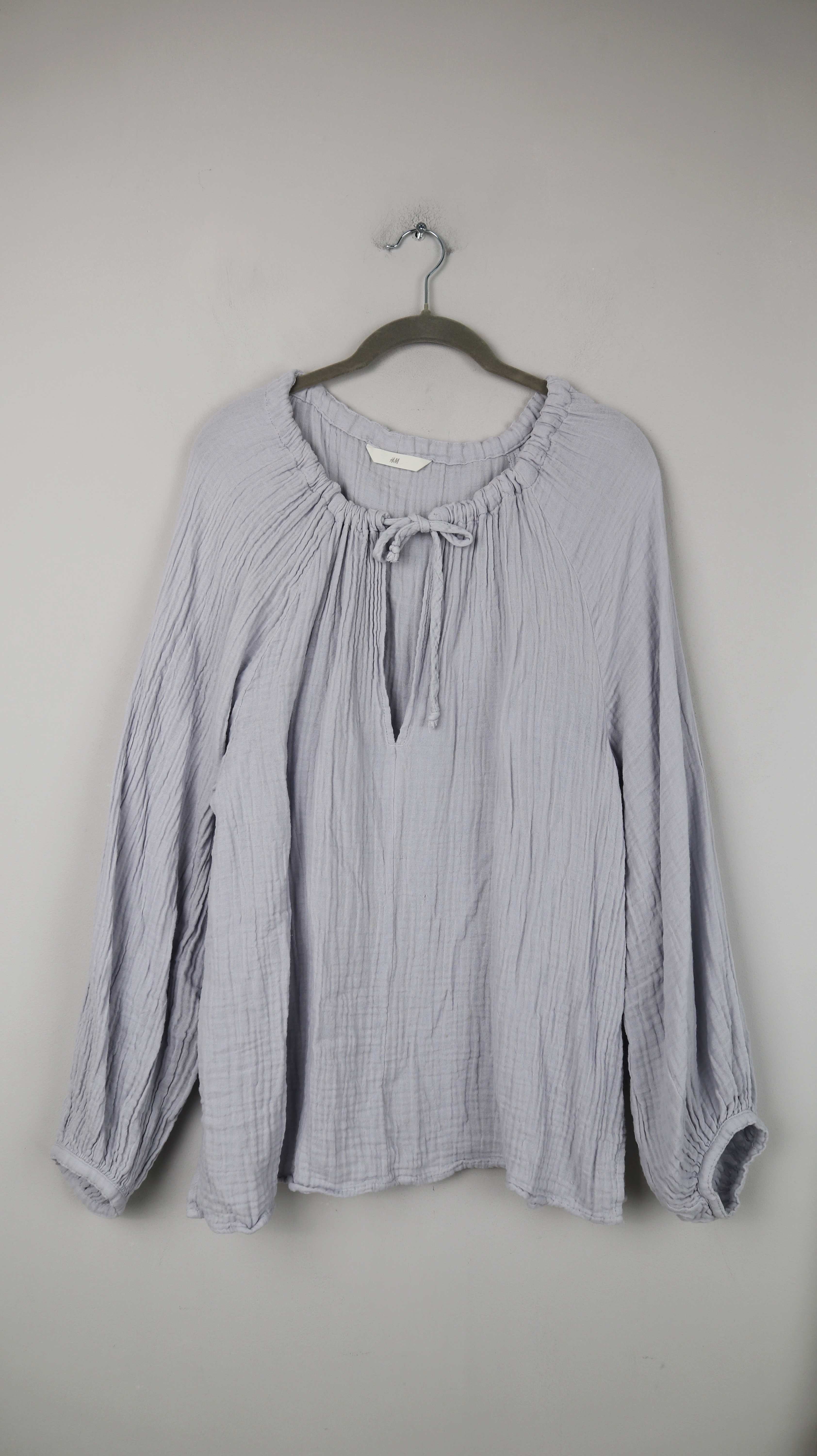 H&M Bluse blau Hellblau Musselin 40 L hellblau Hemd Shirt
