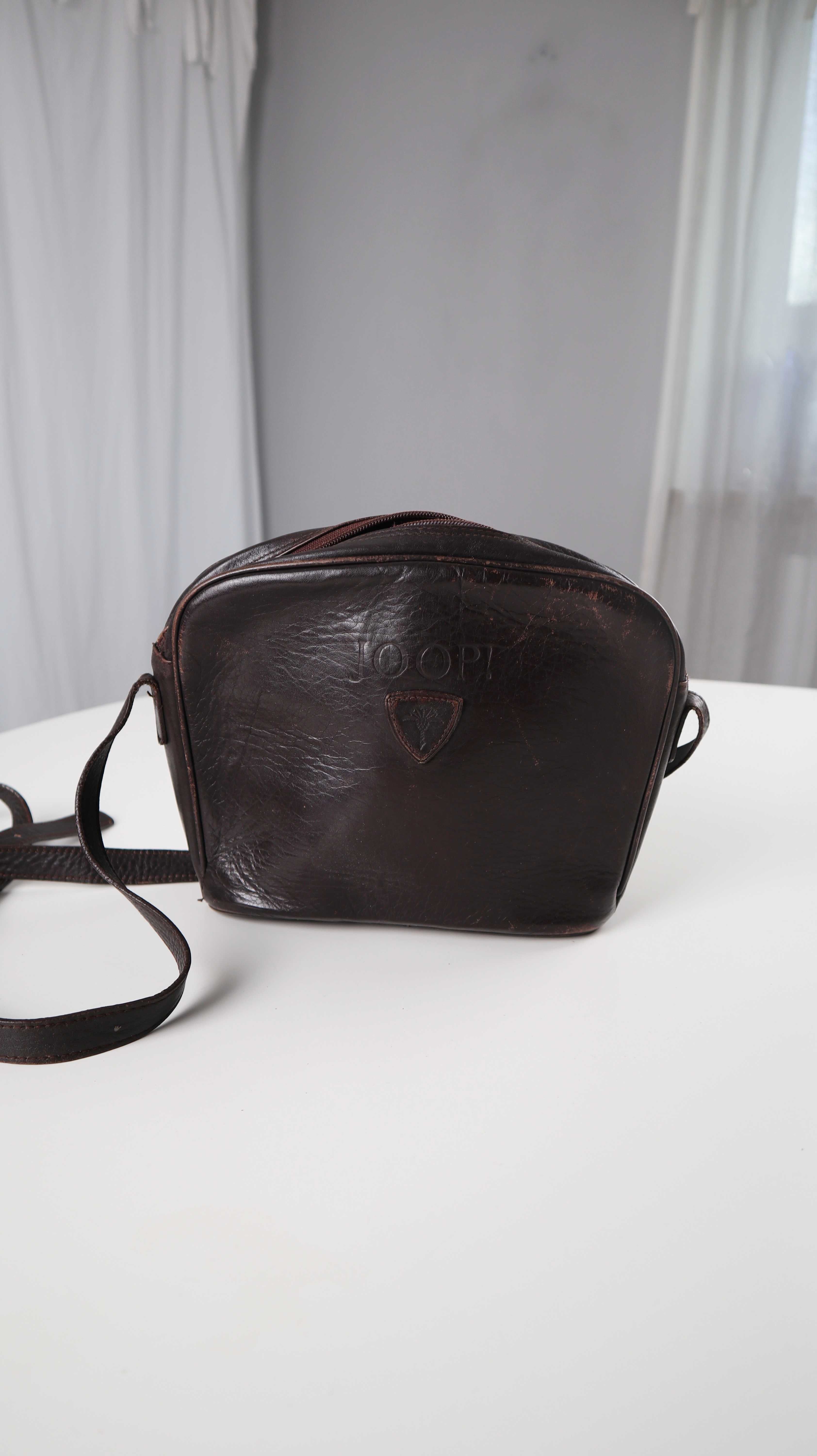 Joop Tasche Umhängetasche Ledertasche basic braun Glattleder Vintage