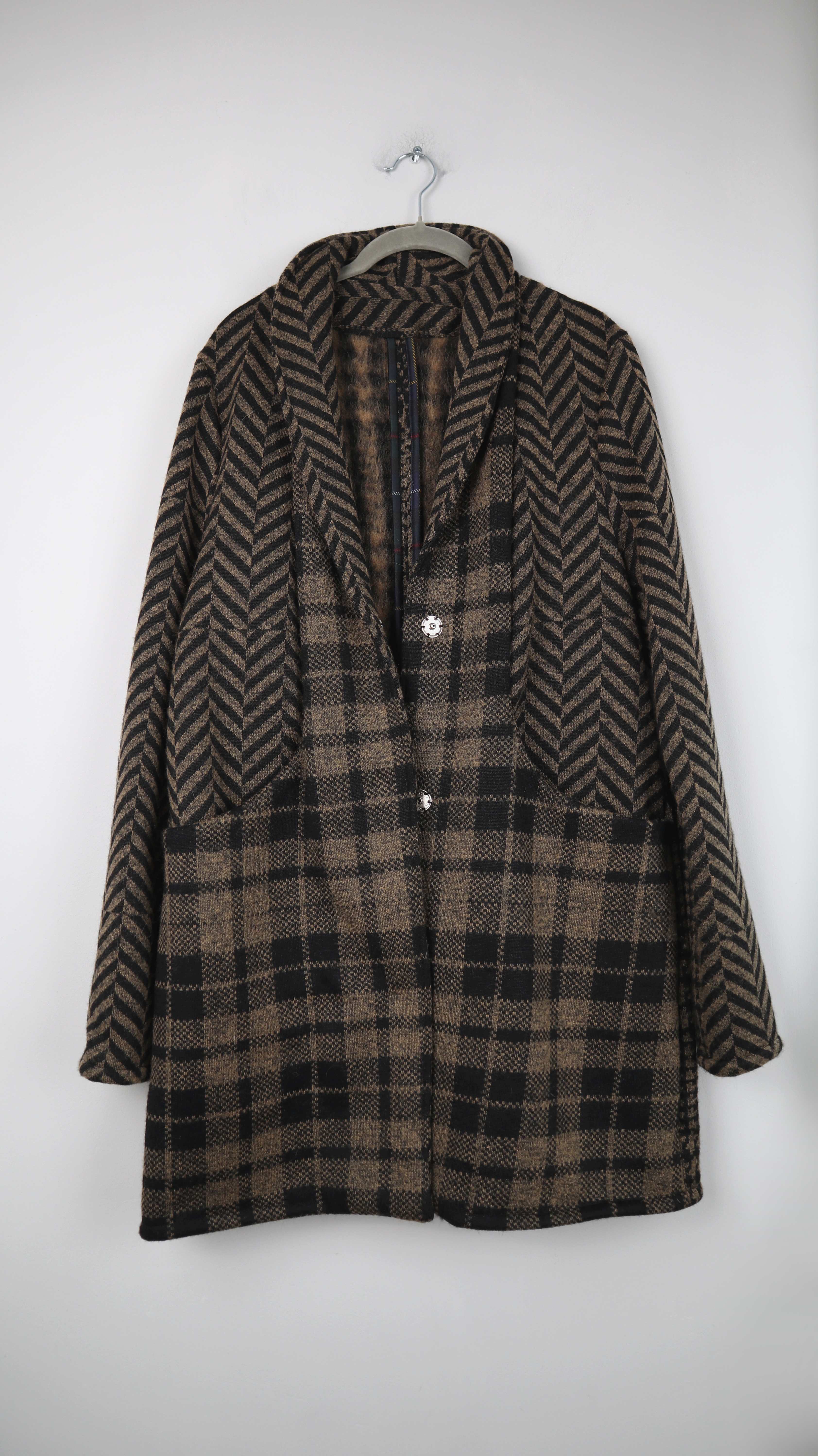 Mantel Wollmantel Schurwolle Braun Schwarz 38 M