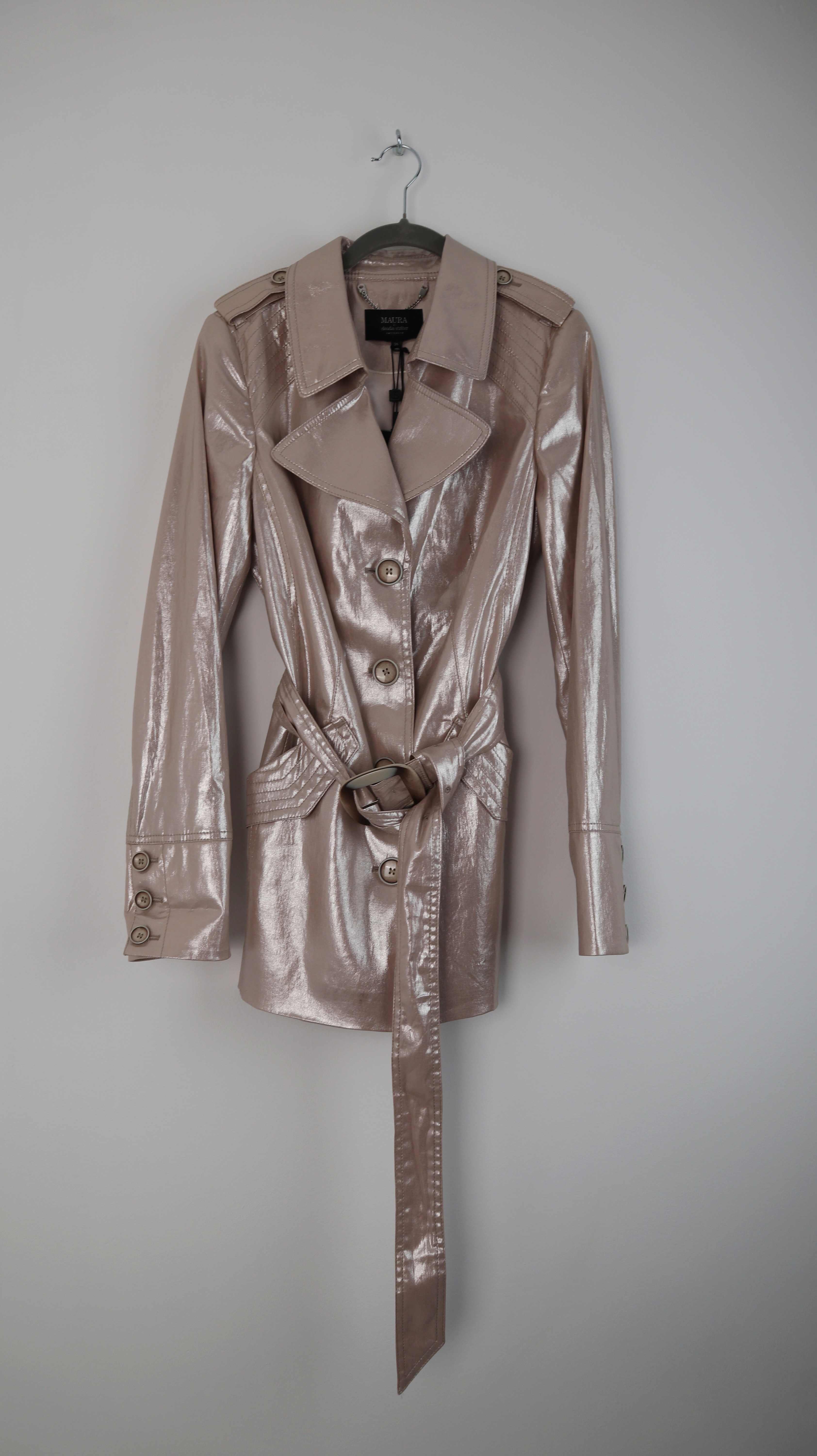 Maura by Claudia Sträter Jacke Trenchcoat Neu Rosa 36 S Metallic