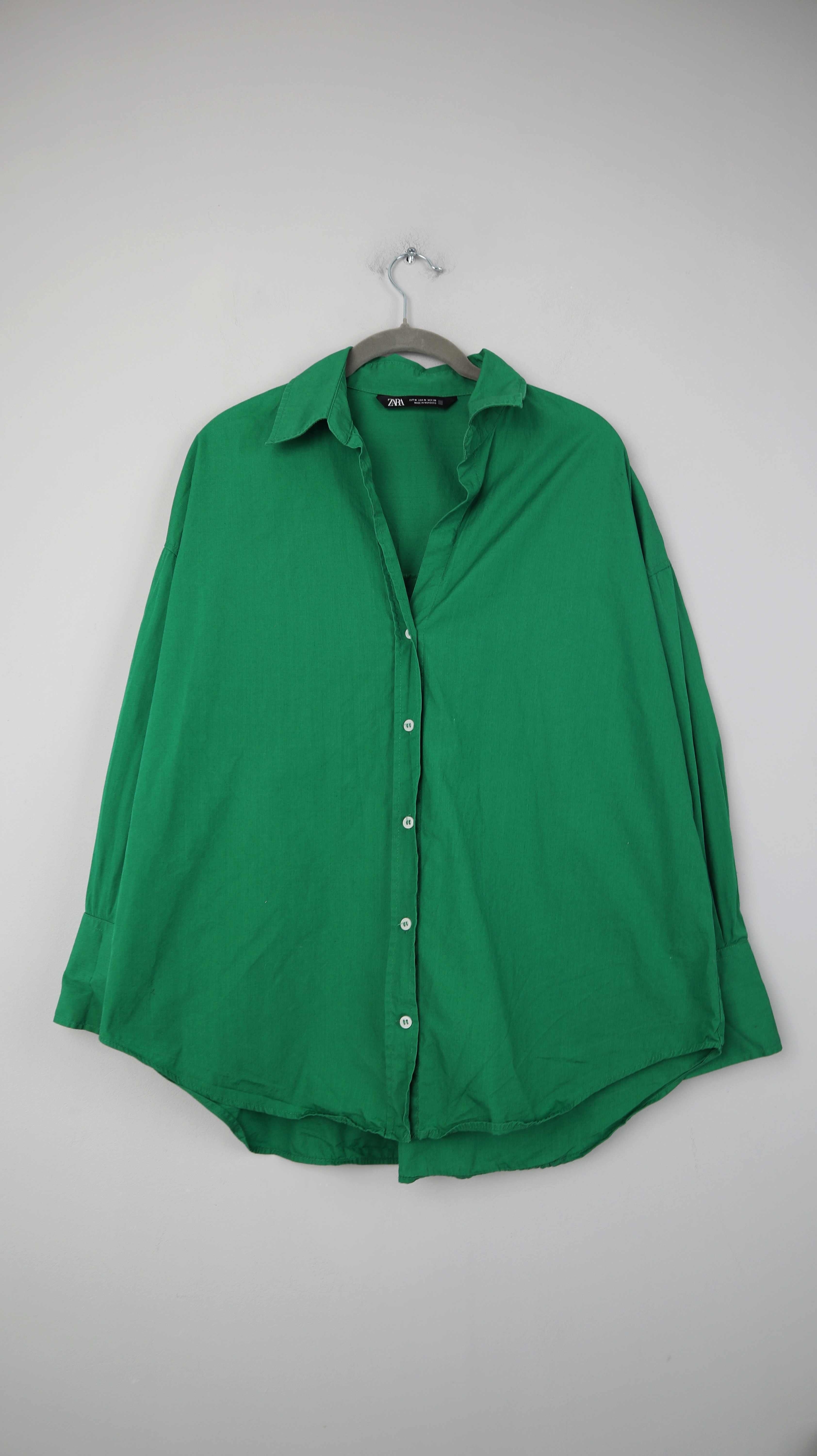 Zara Bluse Grün dunkelgrün 38 M basic einfarbig Shirt Oberteil