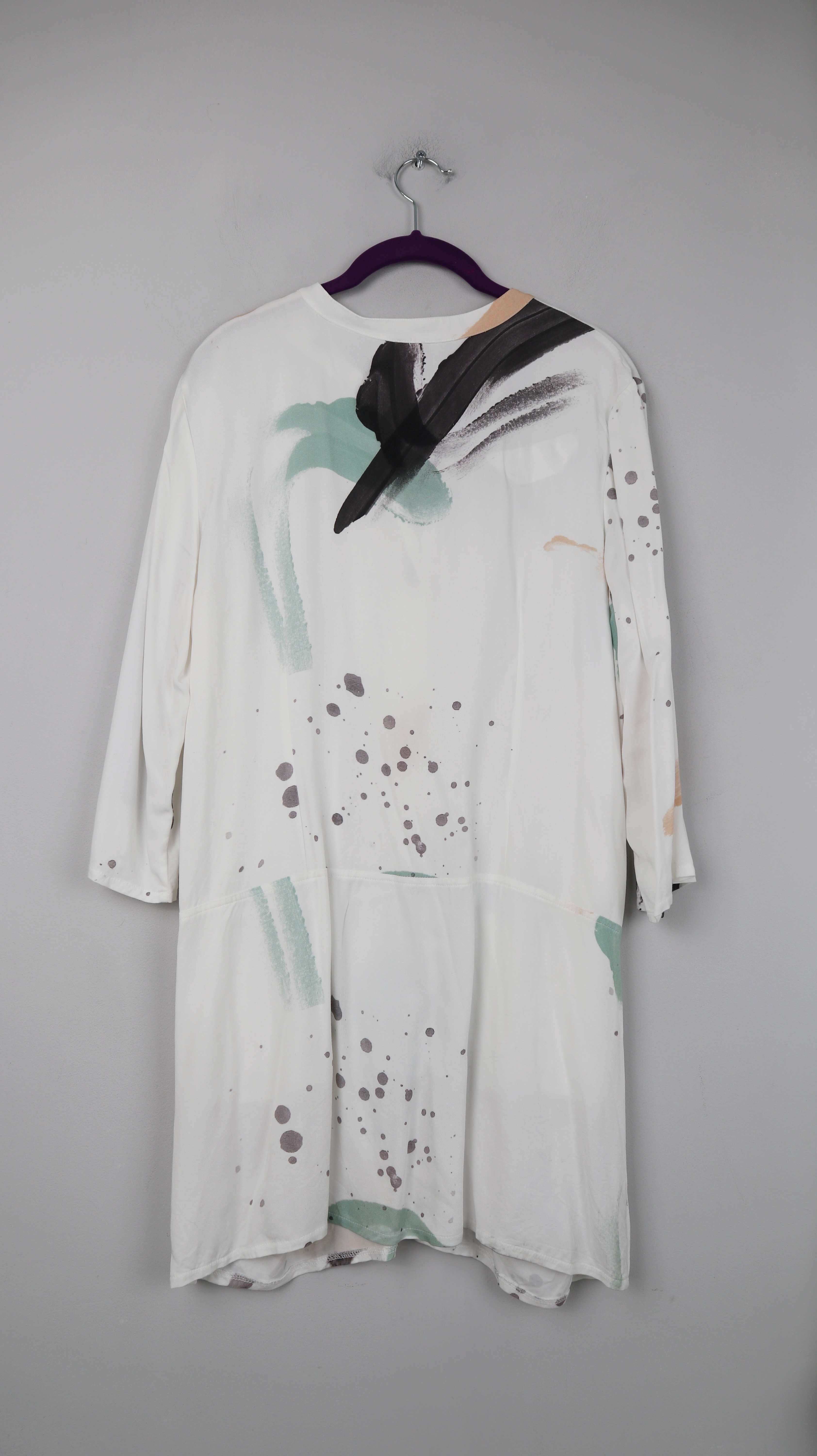 Deerberg Kleid Midi Midikleid weiß 38 M Sommerkleid Blusenkleid Batik