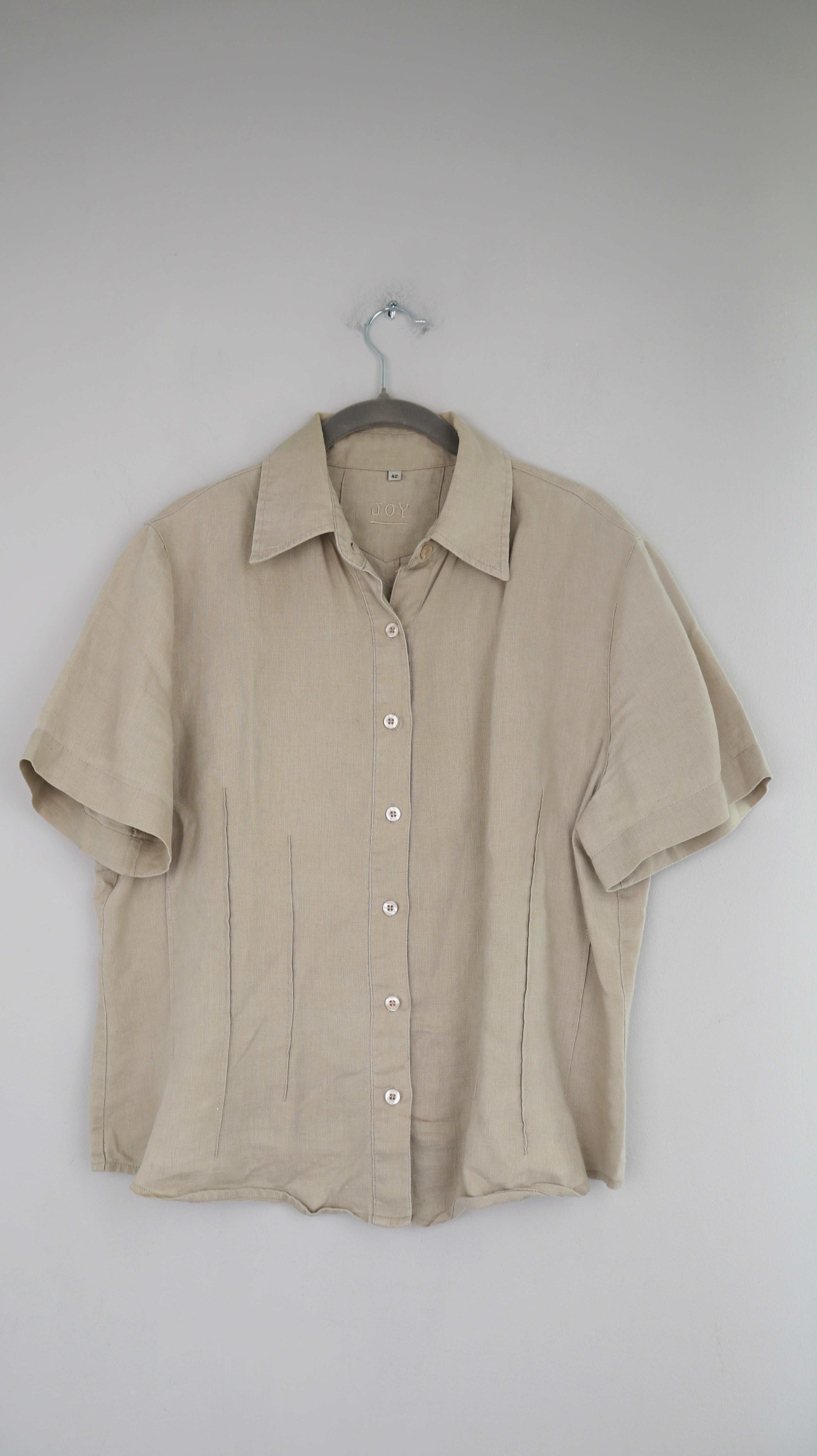 Joy Bluse Beige Creme Leinen 42 Taupe T-Shirt kurzärmlig