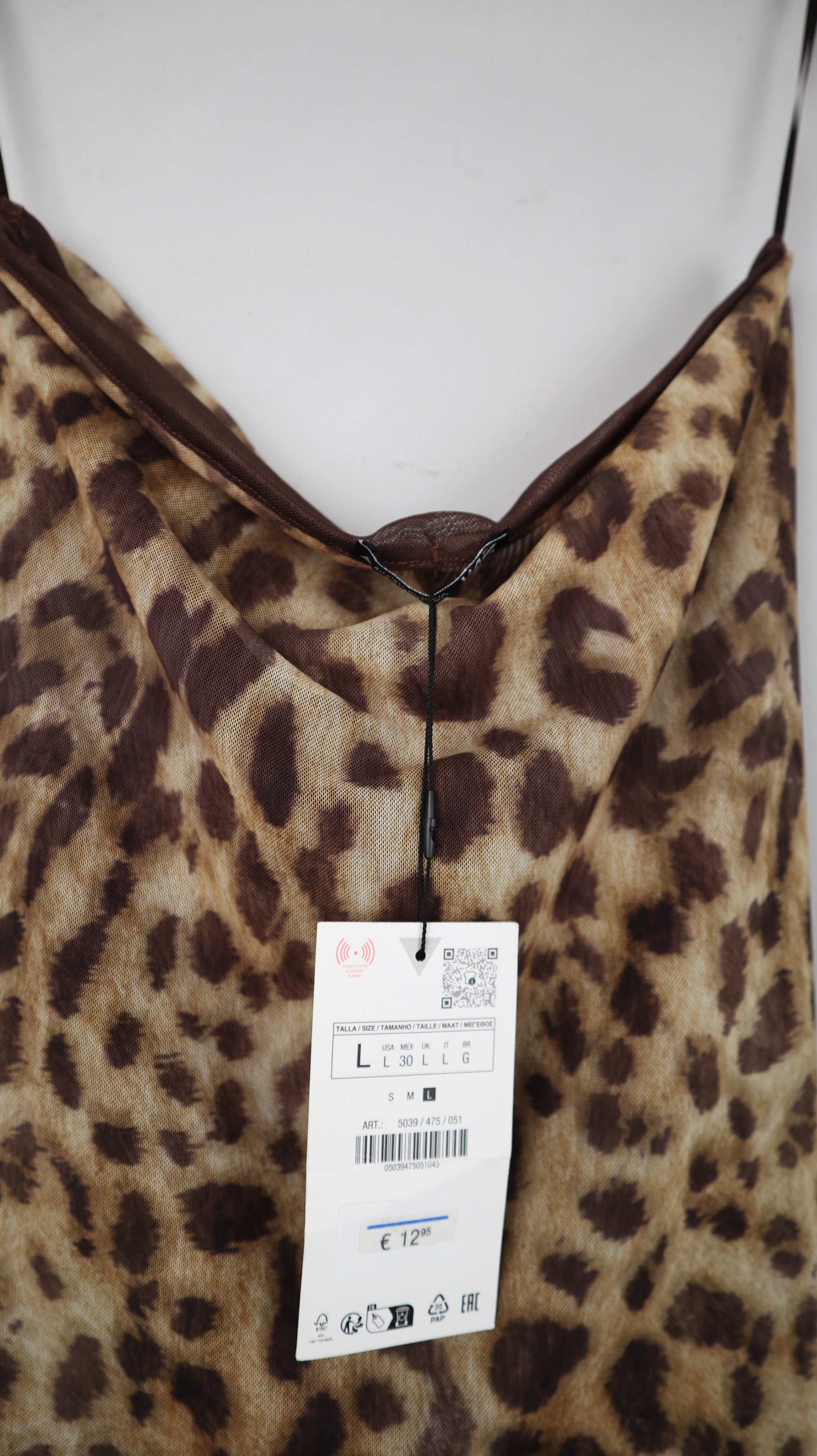 Zara Top leo neu animalprint schulterfrei 40 L braun