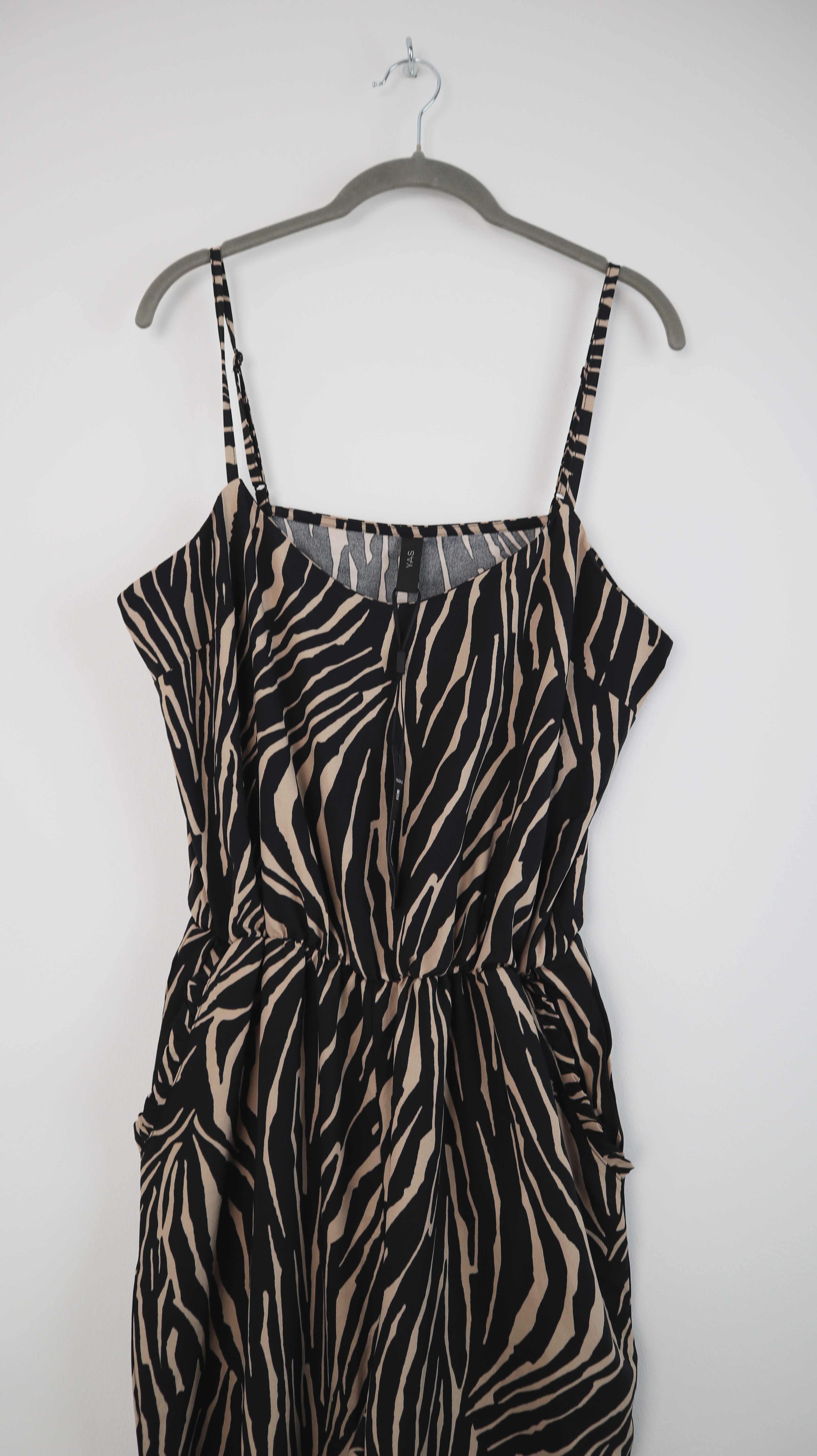 YAS Overall schwarz beige 40 L Neu Animalprint Zebra