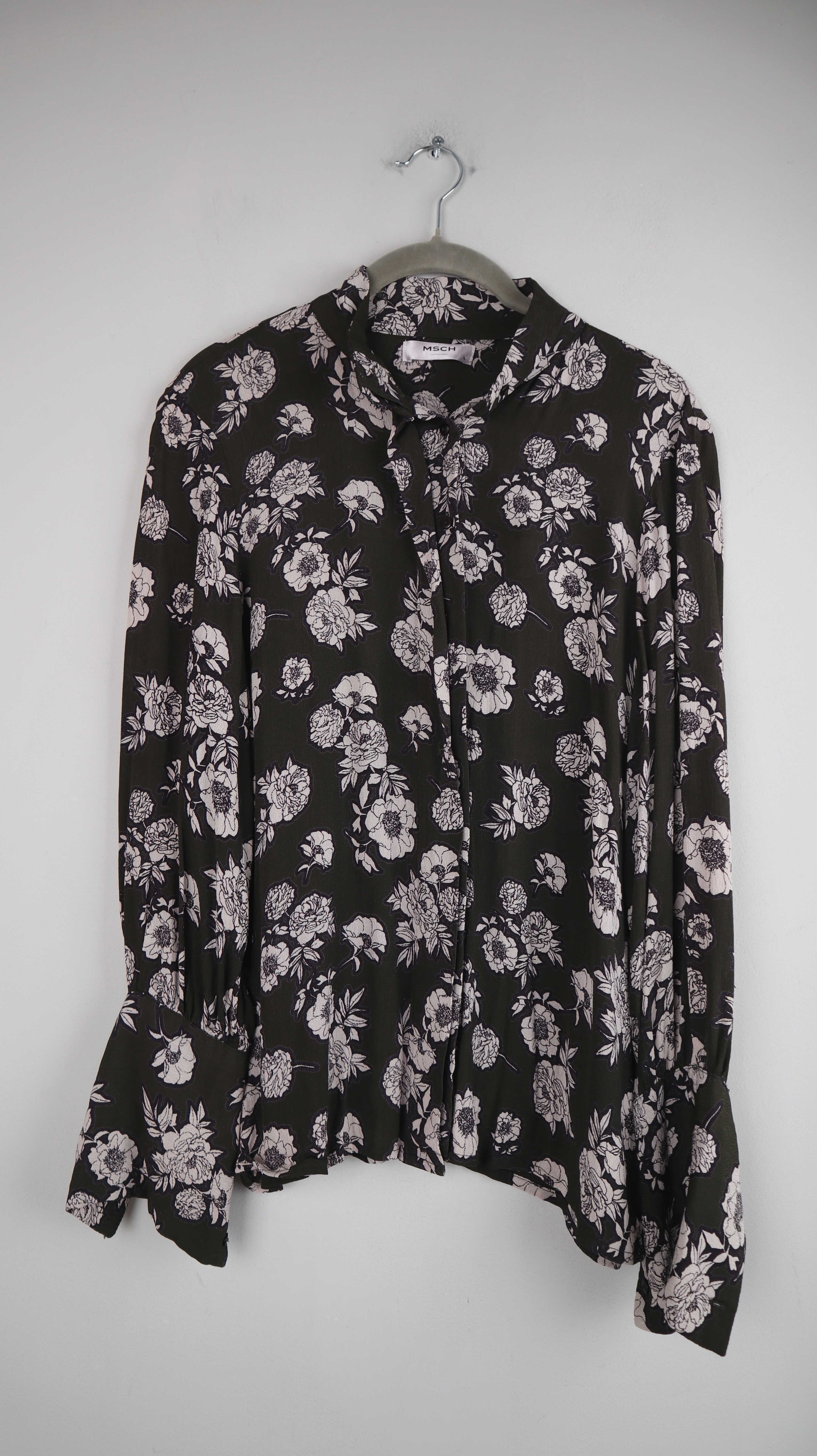 Msch Copenhagen Bluse schwarz rosa 36 S floral Hemd