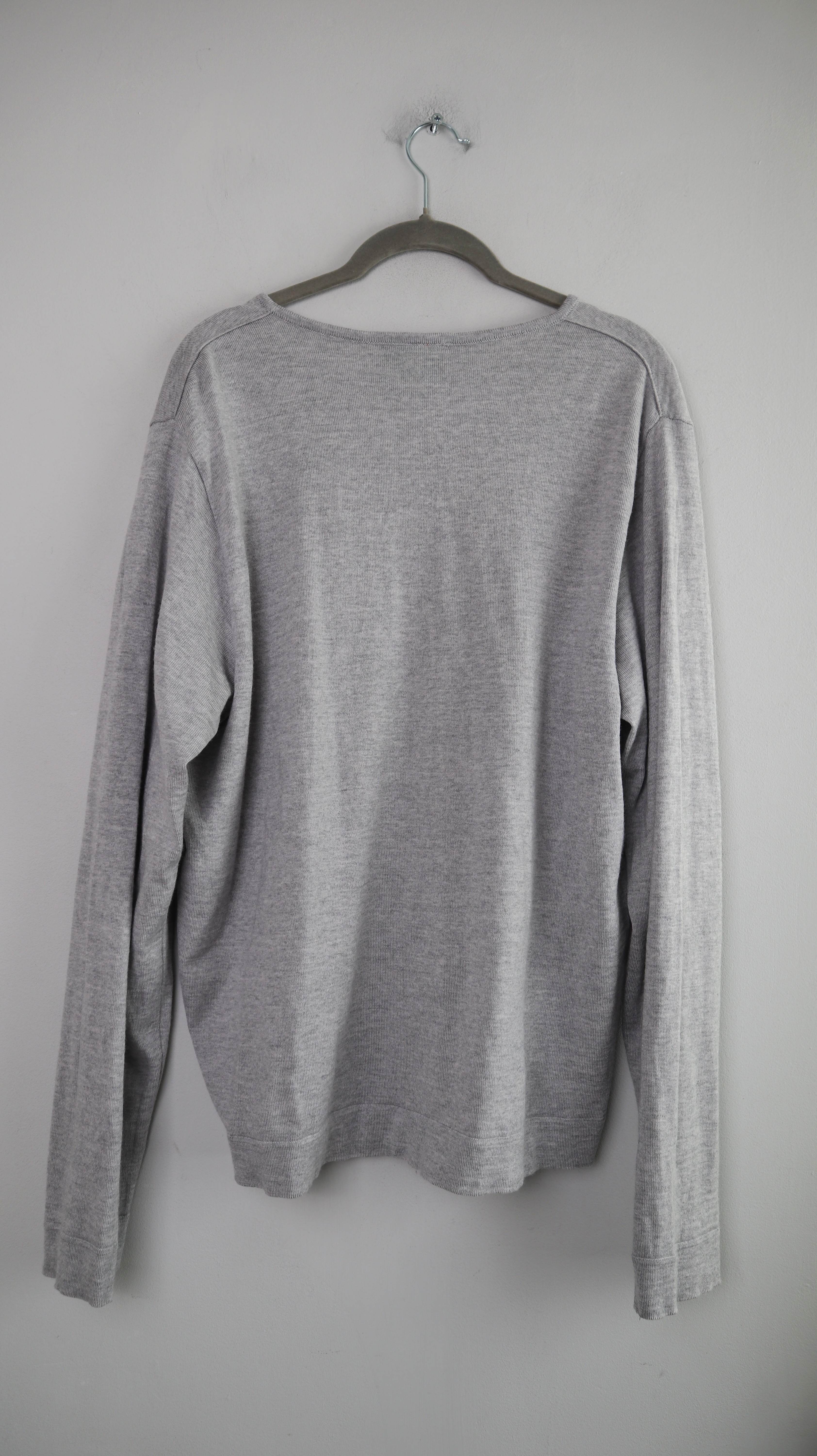 Omen Pullover Grau basic V-Ausschnitt Wolle Einheitsgröße Wollpullover