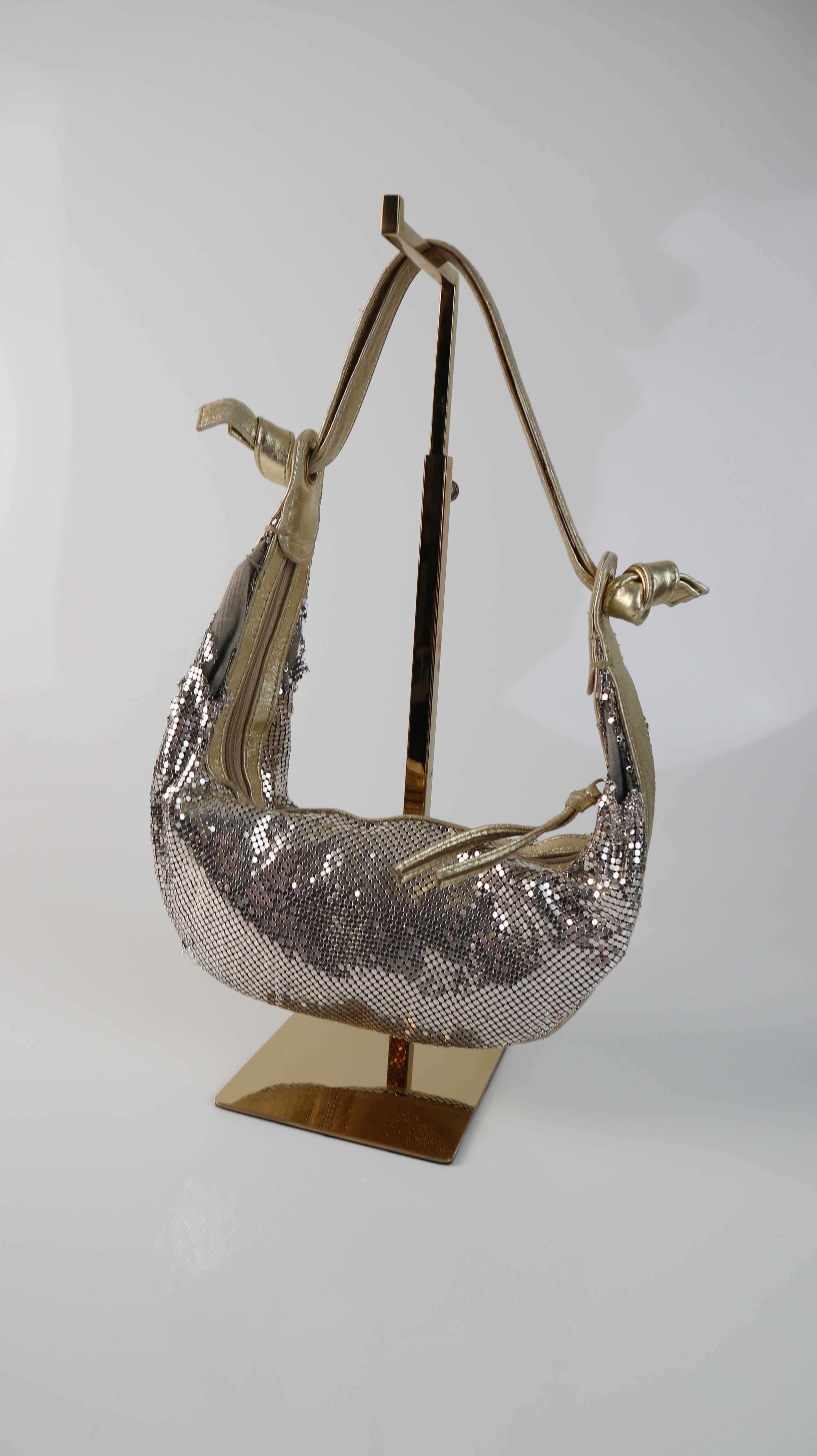 True Vintage Tasche Schultertasche Gold Glitzer Glitzertasche Metallic Y2K