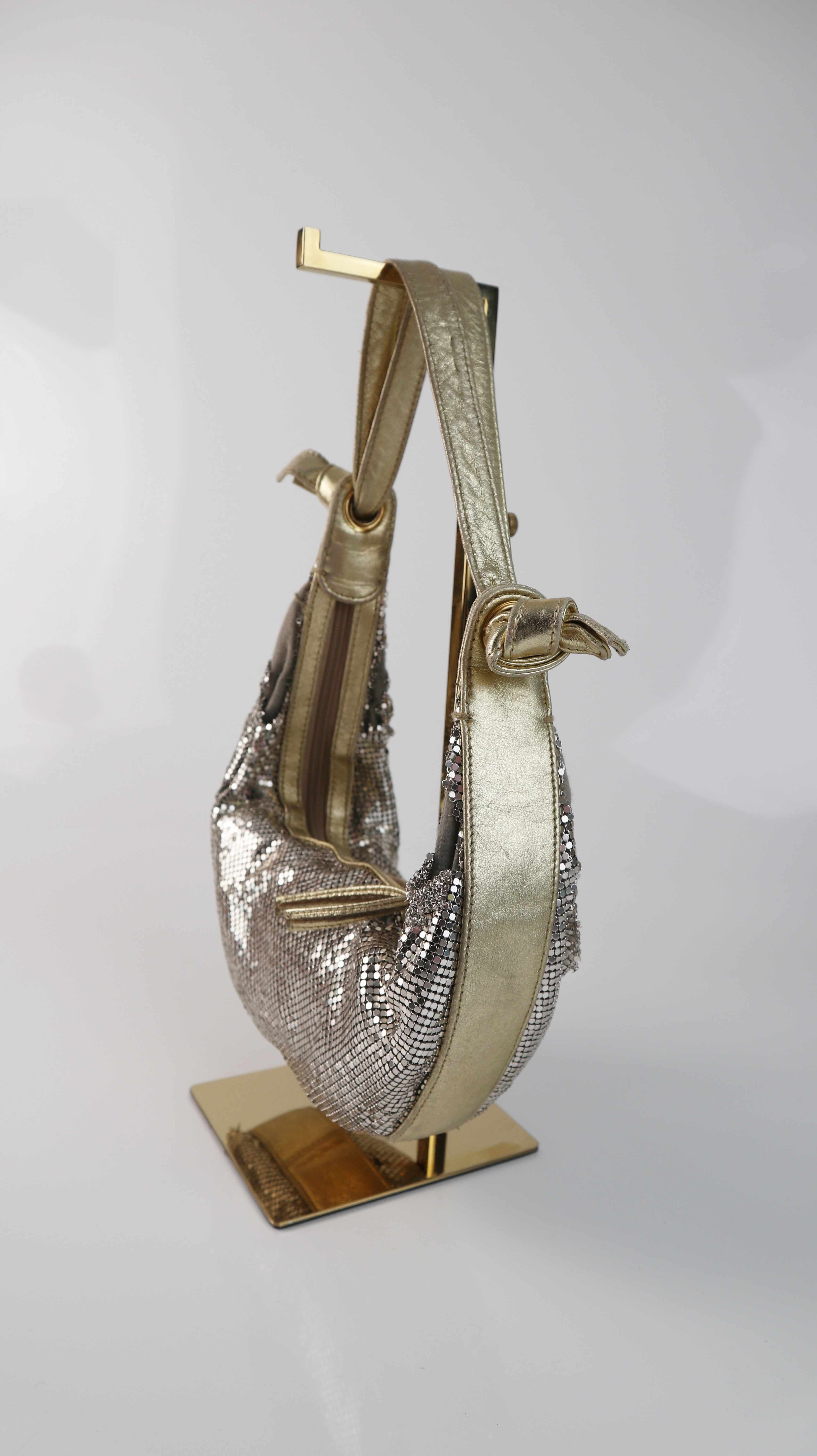 True Vintage Tasche Schultertasche Gold Glitzer Glitzertasche Metallic Y2K