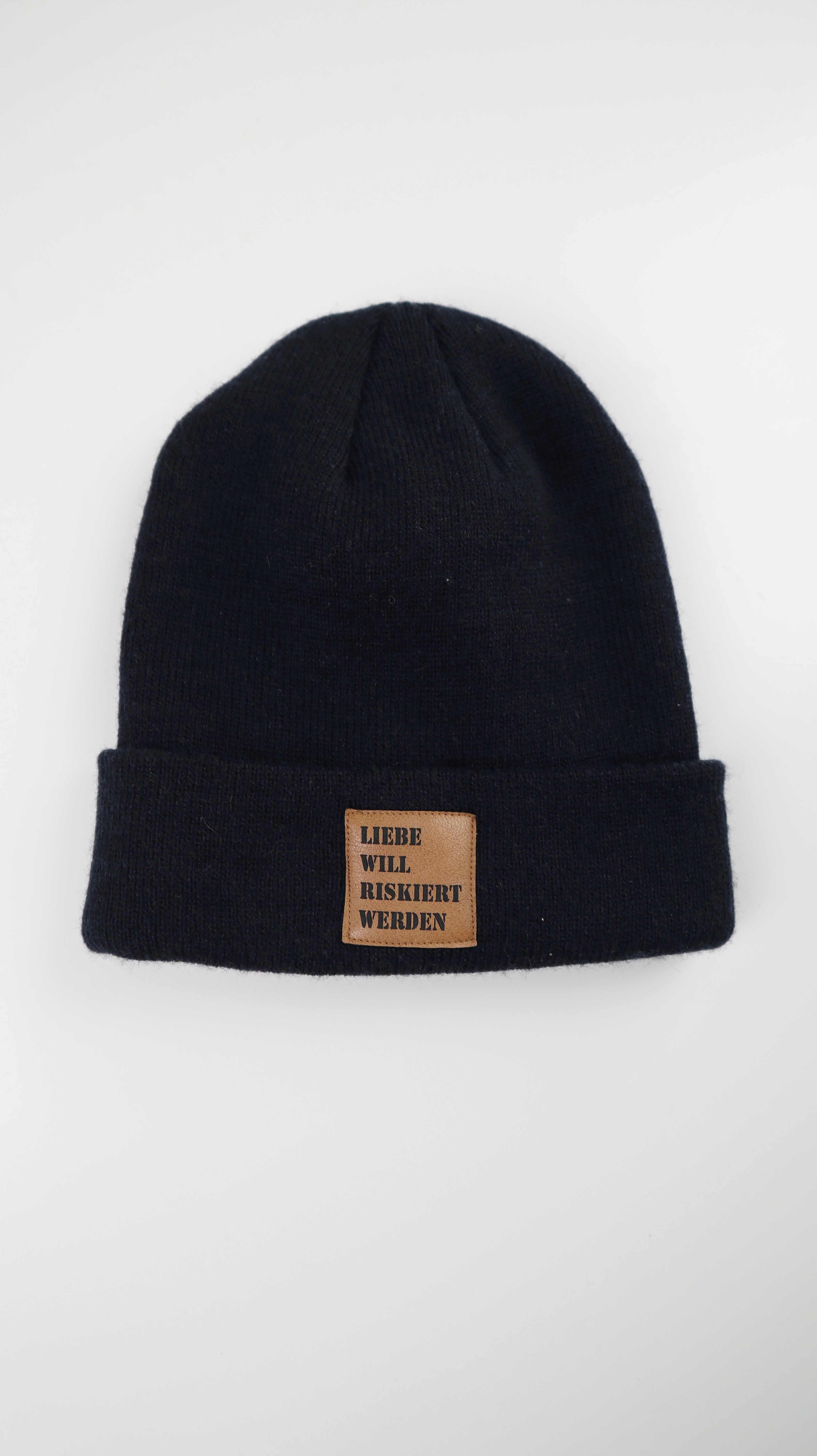 Elternhaus Liebe will riskiert werden Beanie Mütze Kappe Dunkelblau