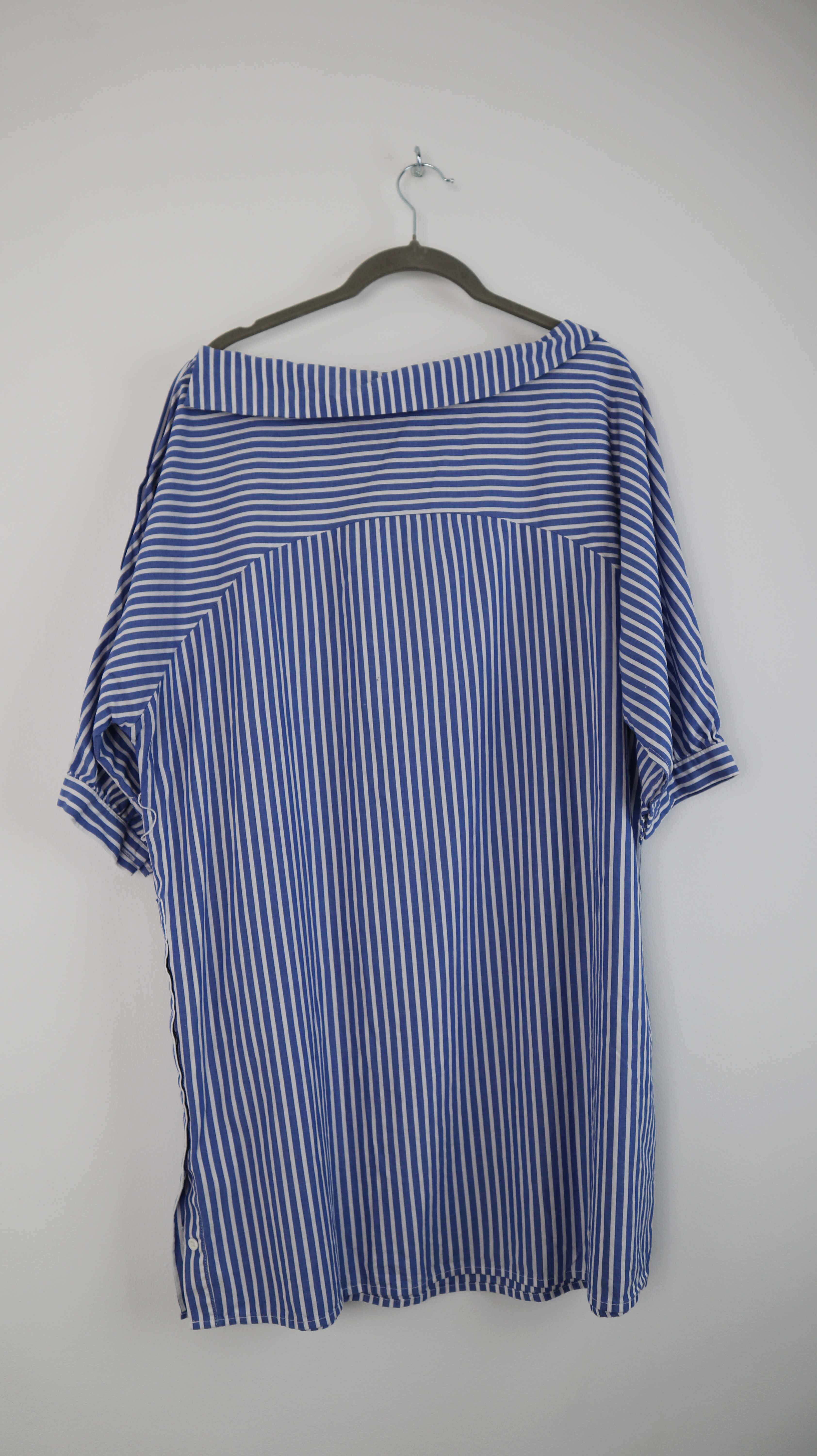 Mango Kleid blau weiß 36 S Midi Midikleid Bluse Blusenkleid gestreift
