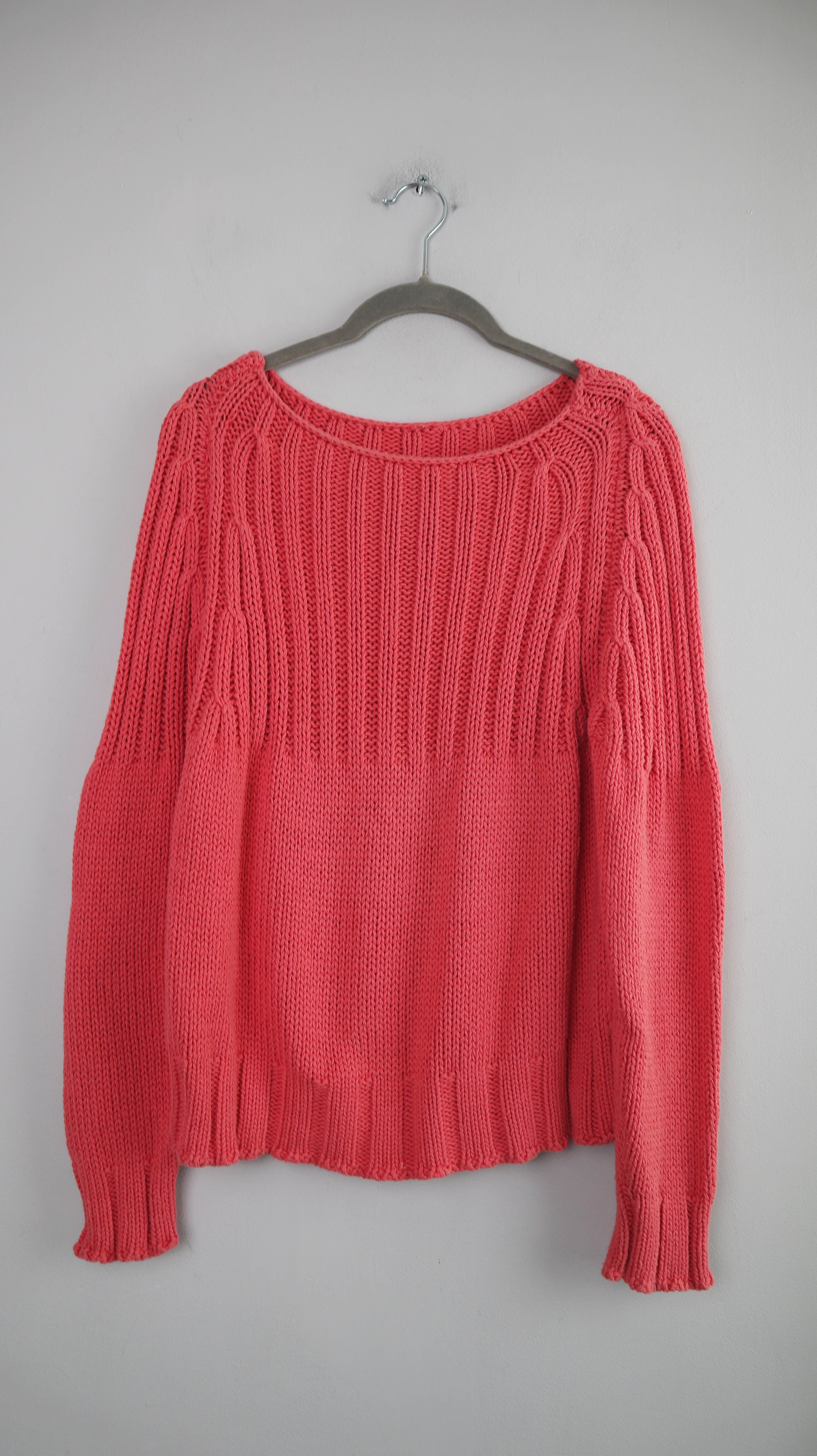 True Vintage Pullover Baumwolle Koralle rot gestrickt Strickpullover S M