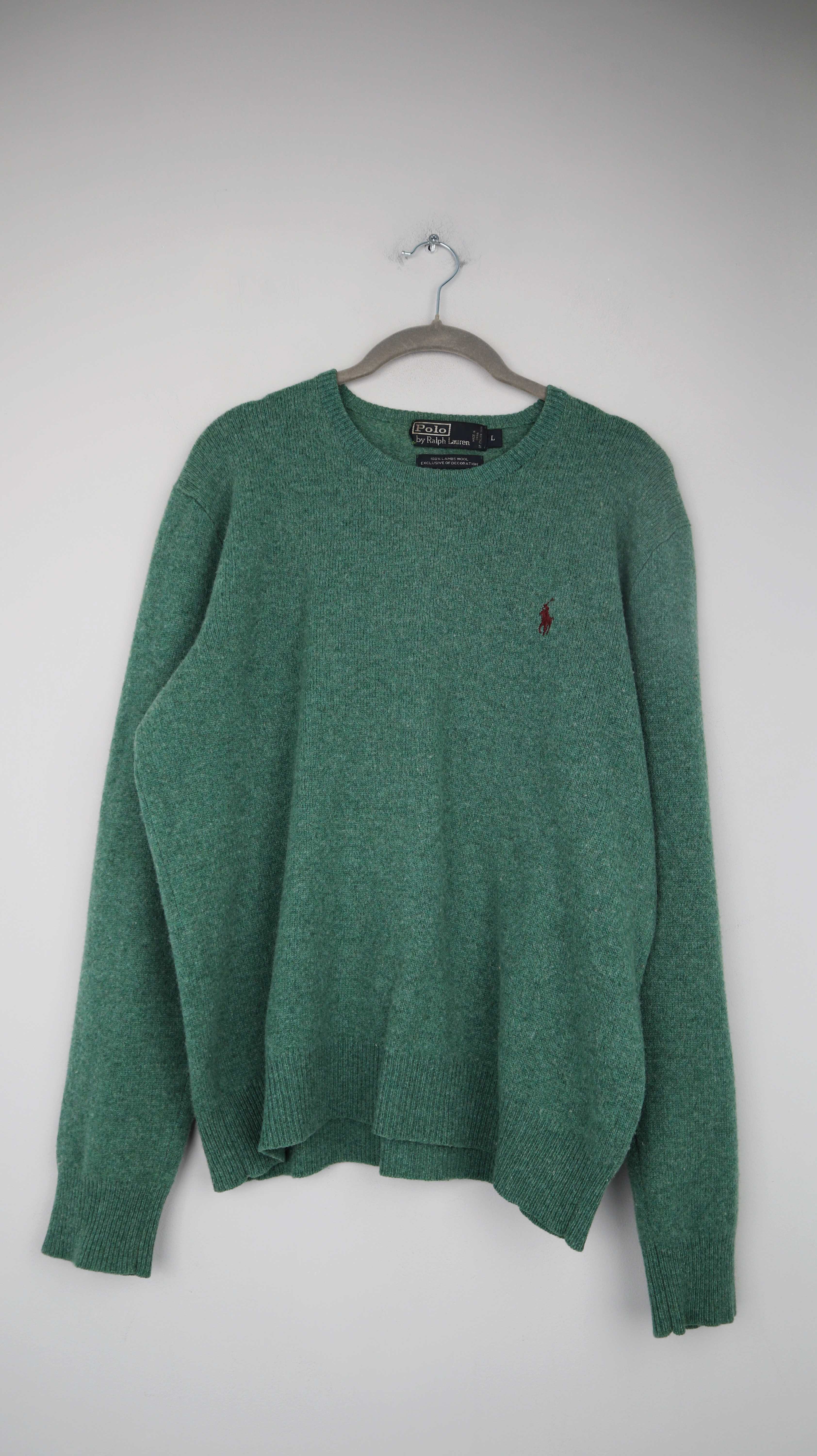 Polo Ralph Lauren Pullover Grün Wollpullover L Lammswolle