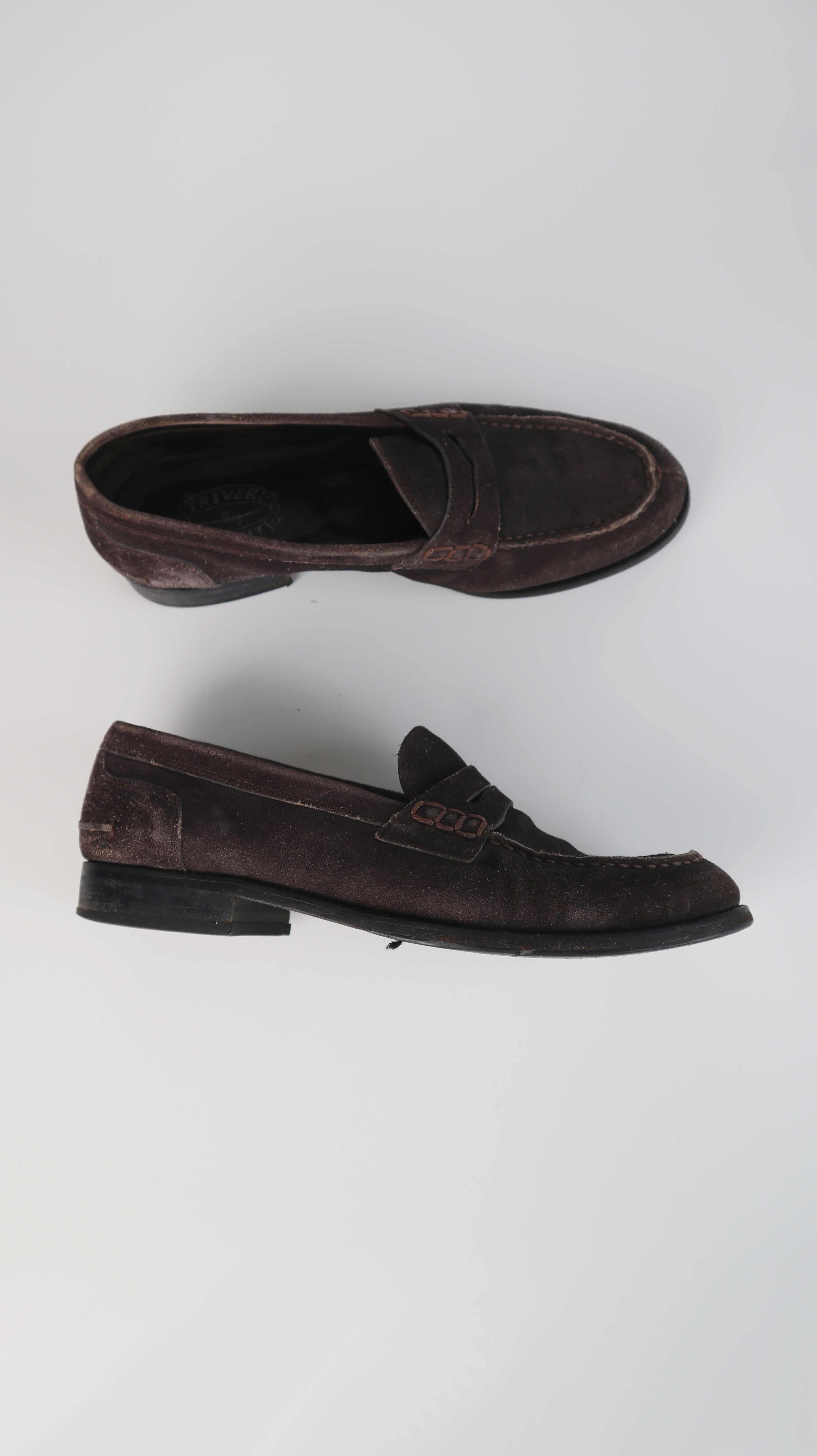 Triver Flight Mokassins braun Wildleder Loafer Slipper 39