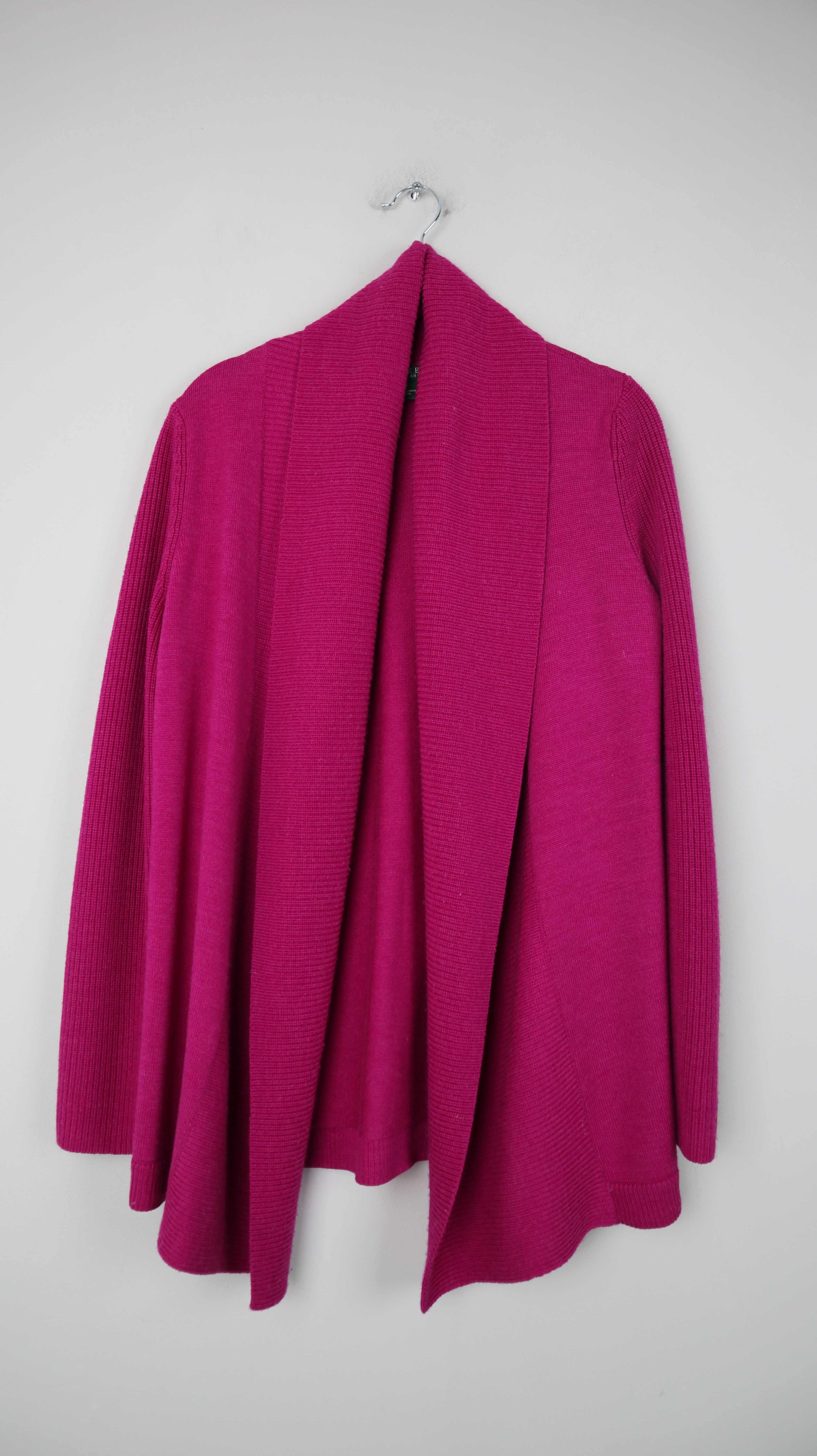 Ralph Lauren Polo Cardigan Strickjacke Wasserfall Fuchsia Pink Rosa 36 S