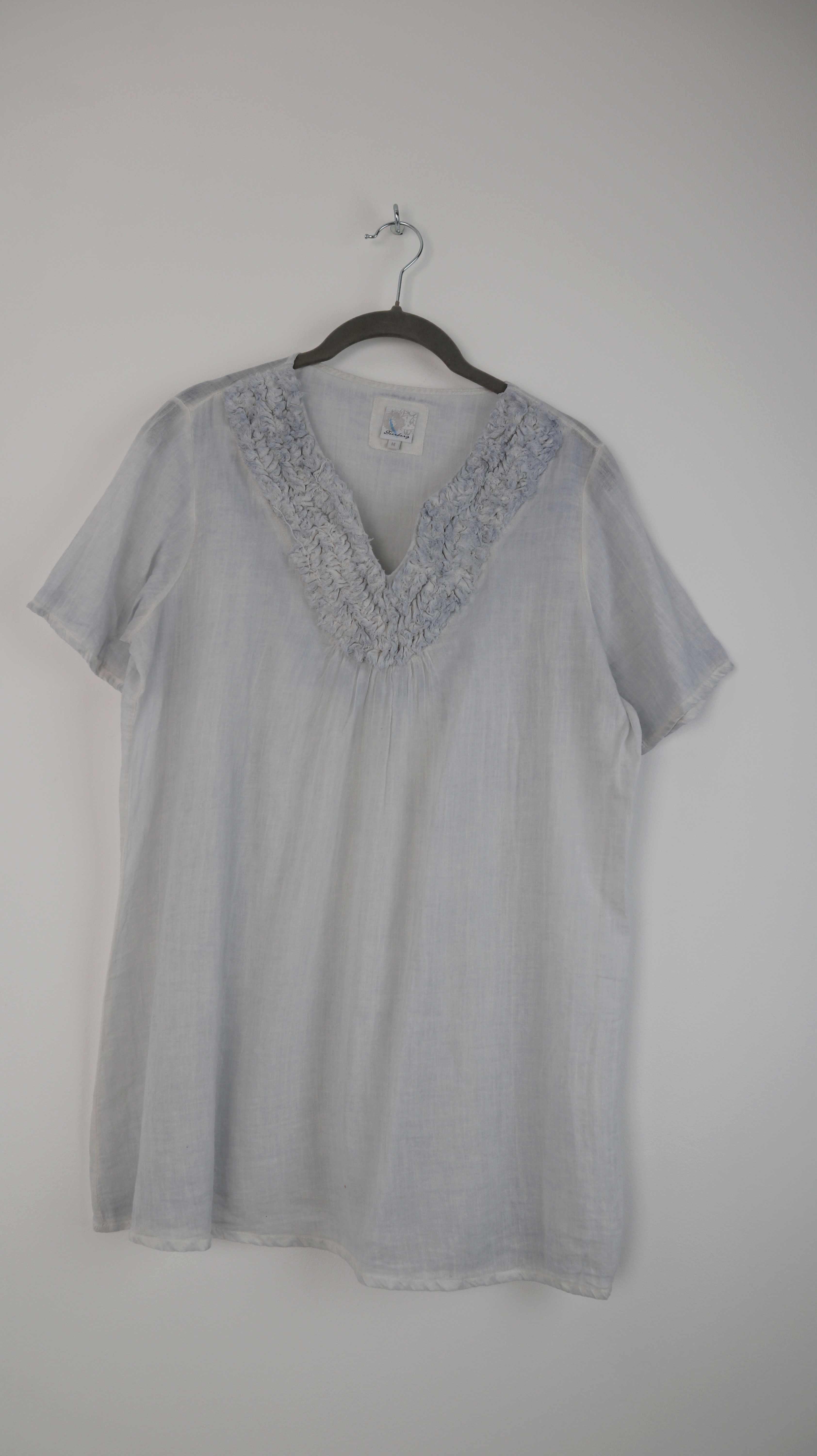 Deerberg Bluse Hellblau 38 M Leinenhemd Leinenbluse T-Shirt Oberteil