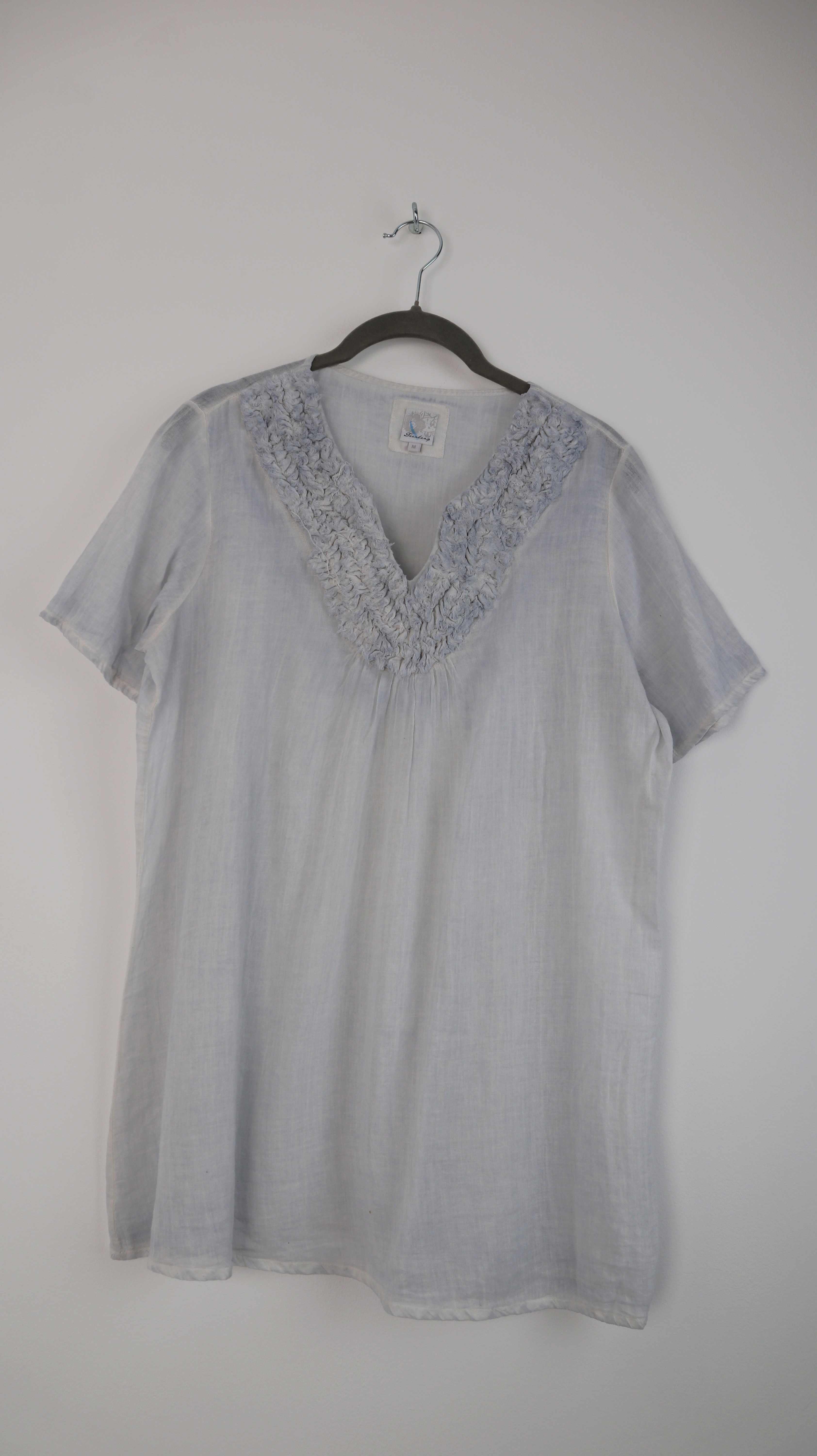 Deerberg Bluse Hellblau 38 M Leinenhemd Leinenbluse T-Shirt Oberteil