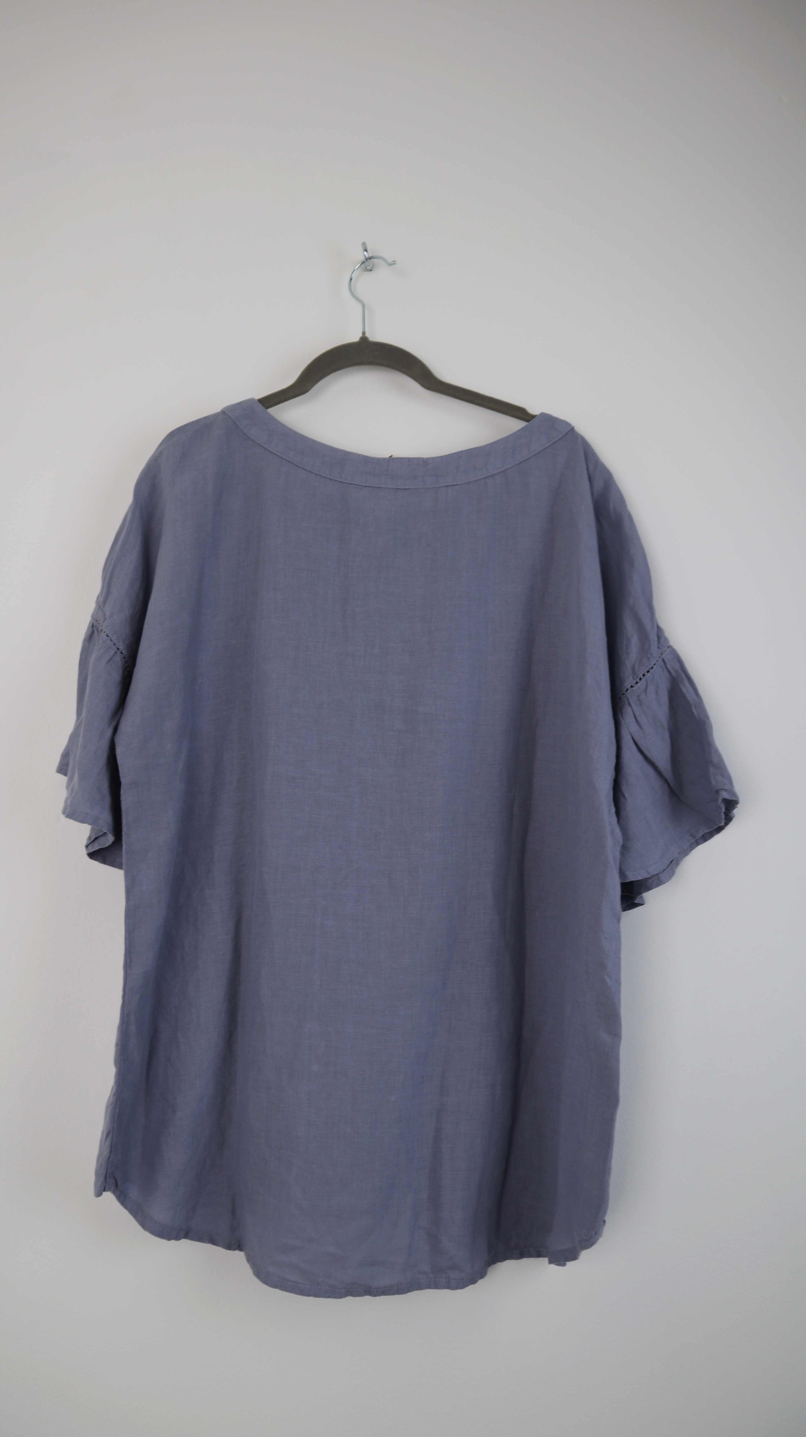 Deerberg Bluse Blau Leinen Leinenbluse 38 M T-Shirt Oberteil