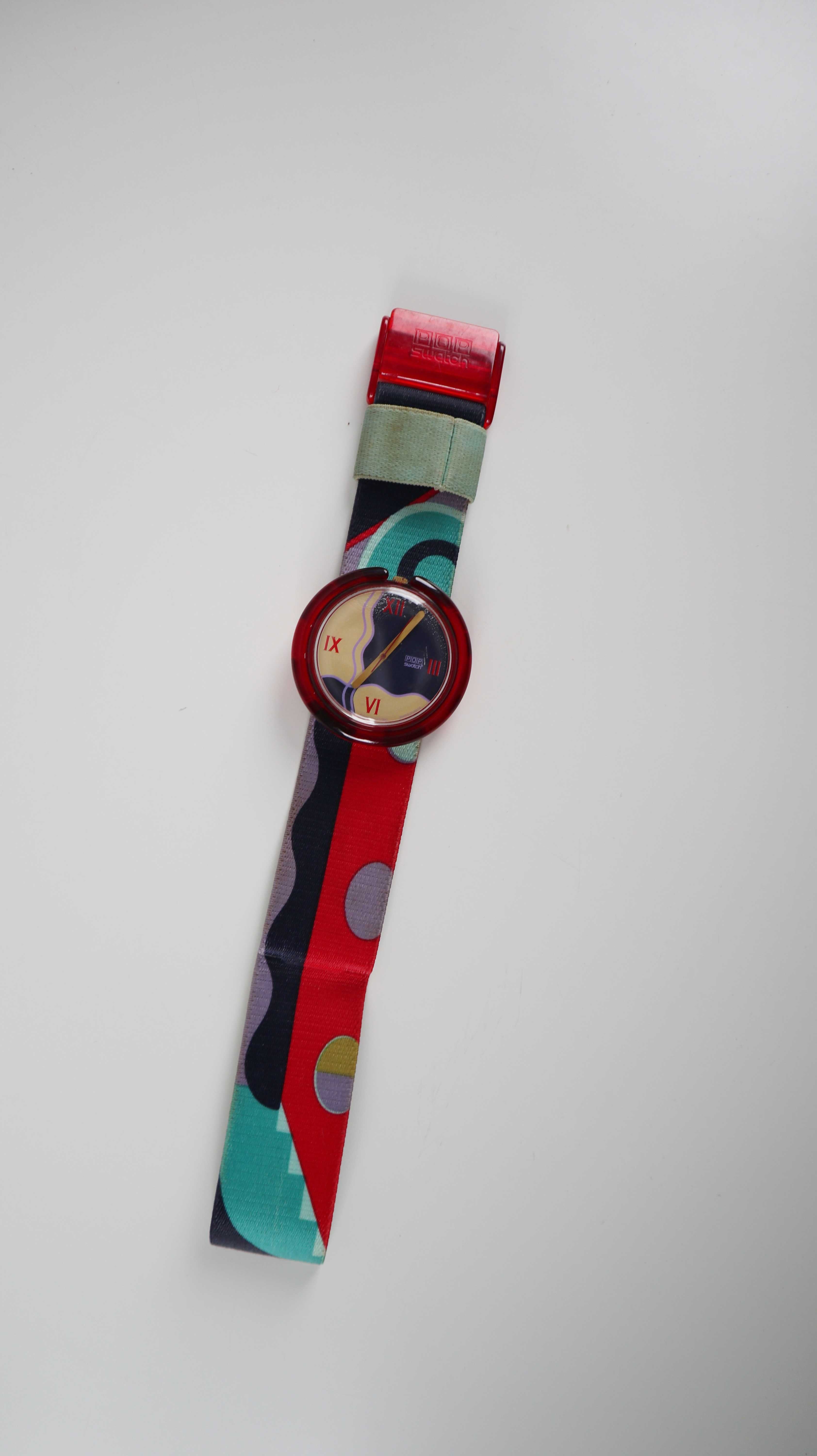 Swatch Pop Uhr Armbanduhr Retro rot bunt 1990 Art Kunst