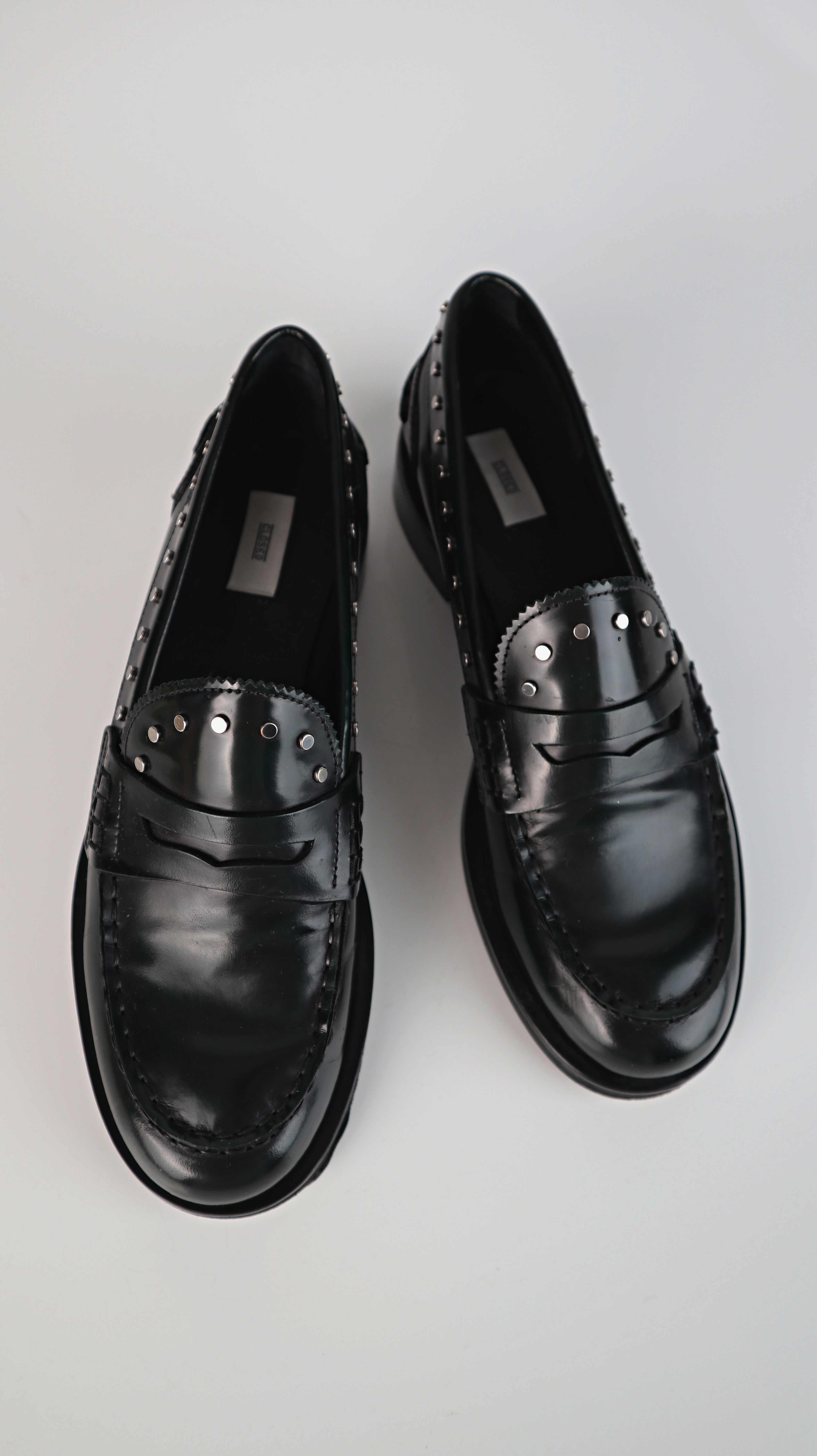 Closed Mokassins schwarz Lackleder Loafer Mules 38 Slipper Halbschuhe