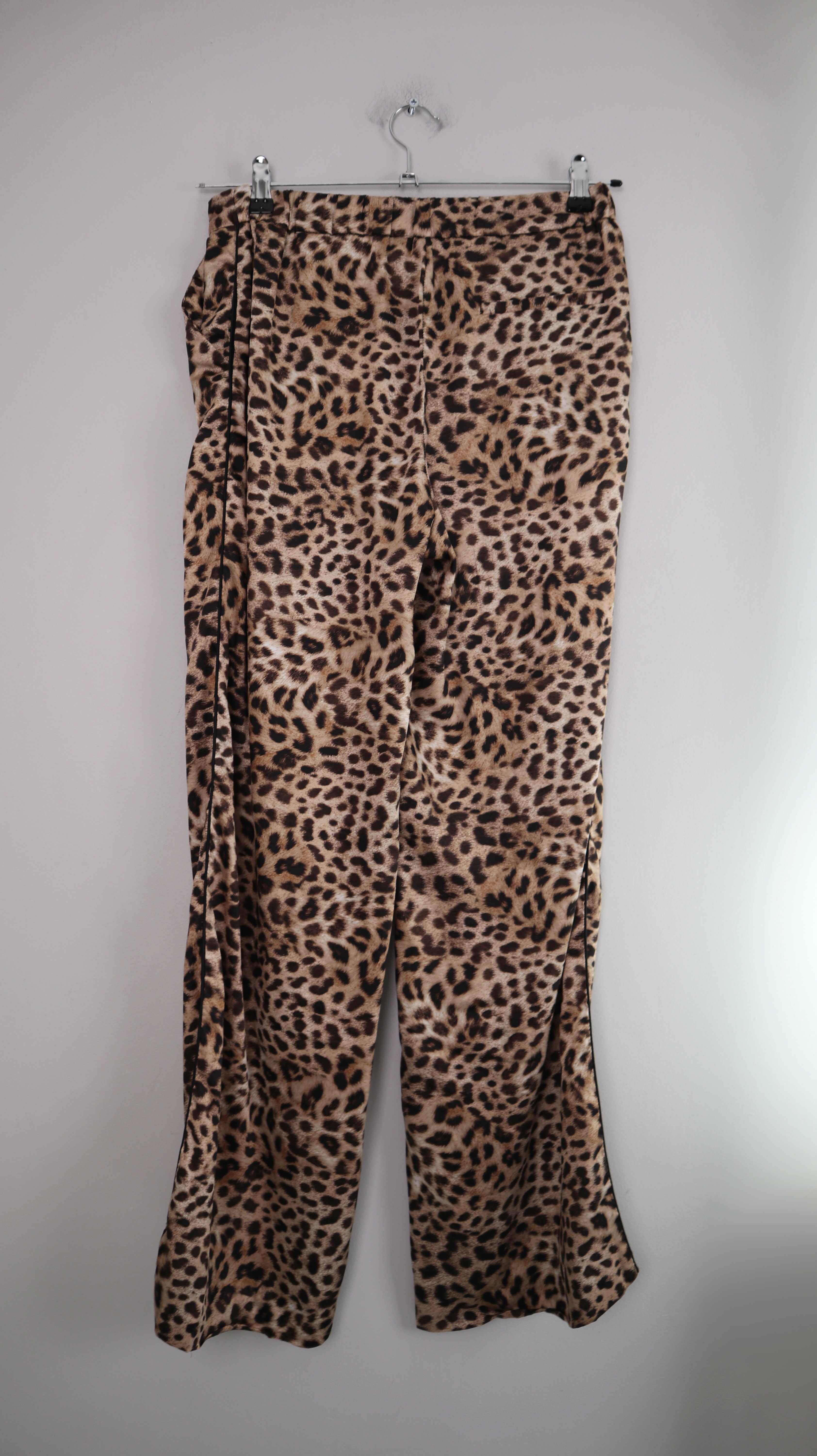 Zara Hose Leo 36 S Animalprint Stoffhose braun beige