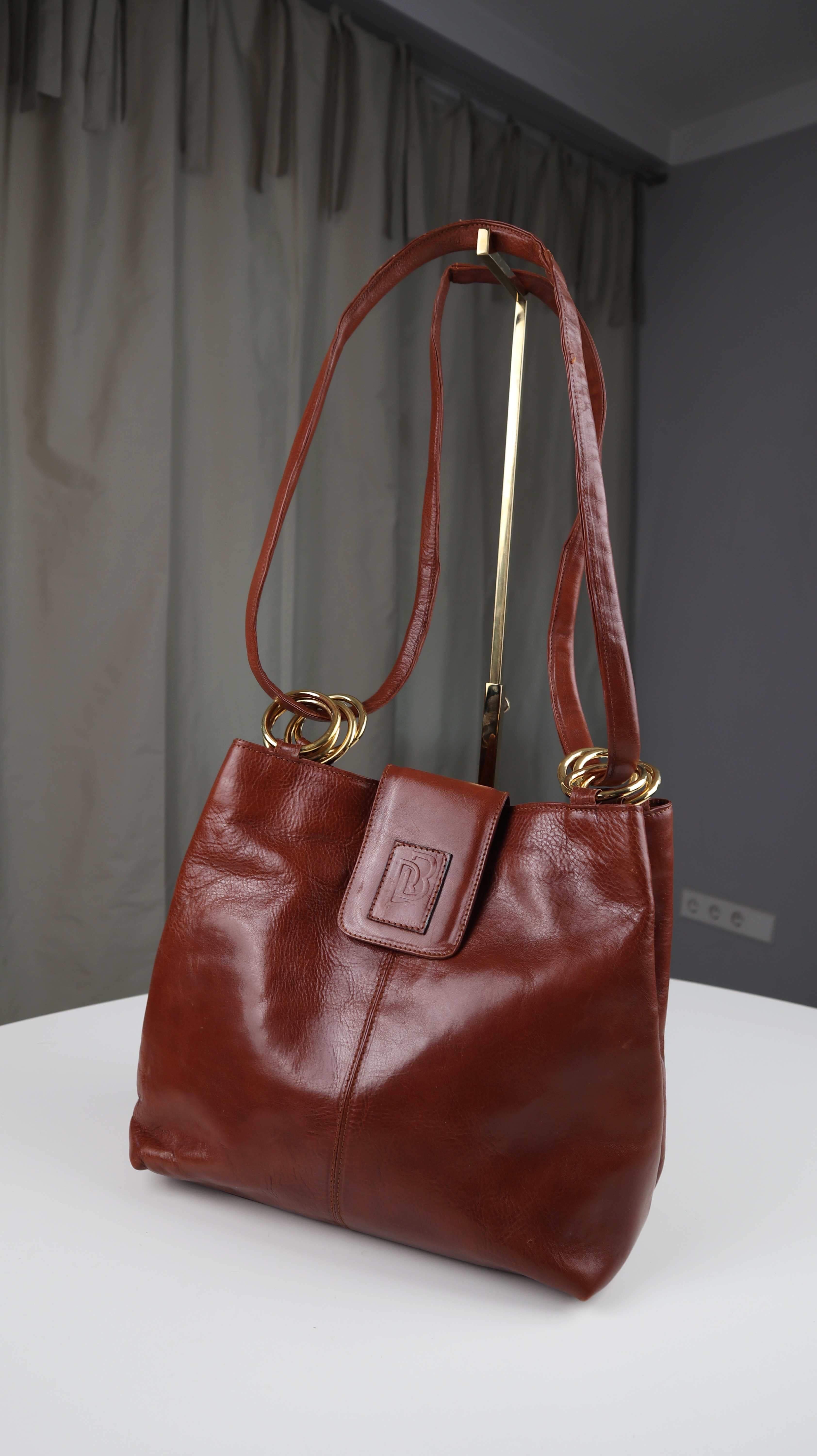 True Vintage Made in Italy Tasche Handtasche Schultertasche braun gold