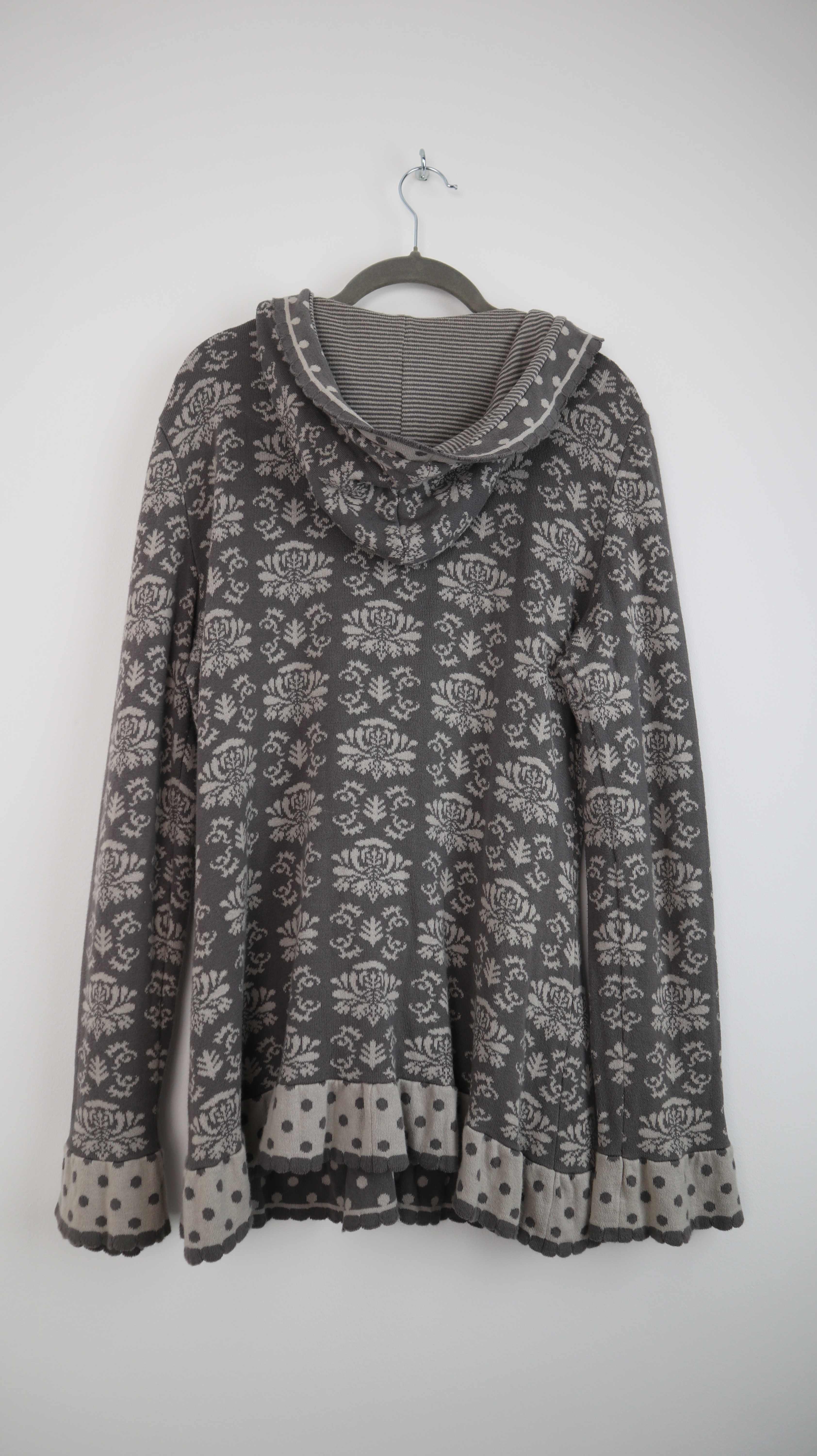 Deerberg Strickjacke 38 M Beige gepunktet Paisley Cardigan Zipperjacke Sweater