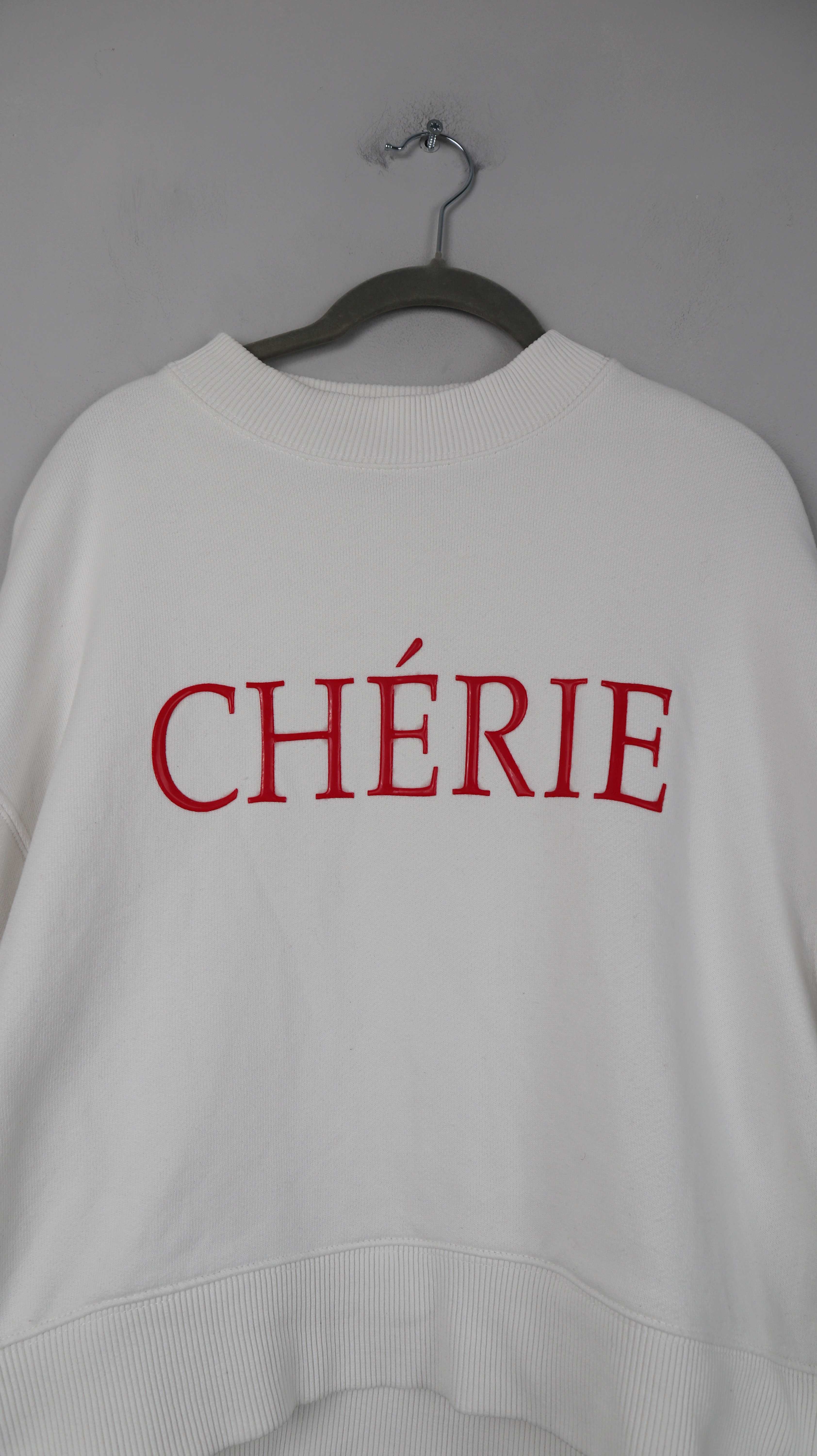 H&M Sweater Pullover weiß Cherie 36 S bedruckt uni einfarbig