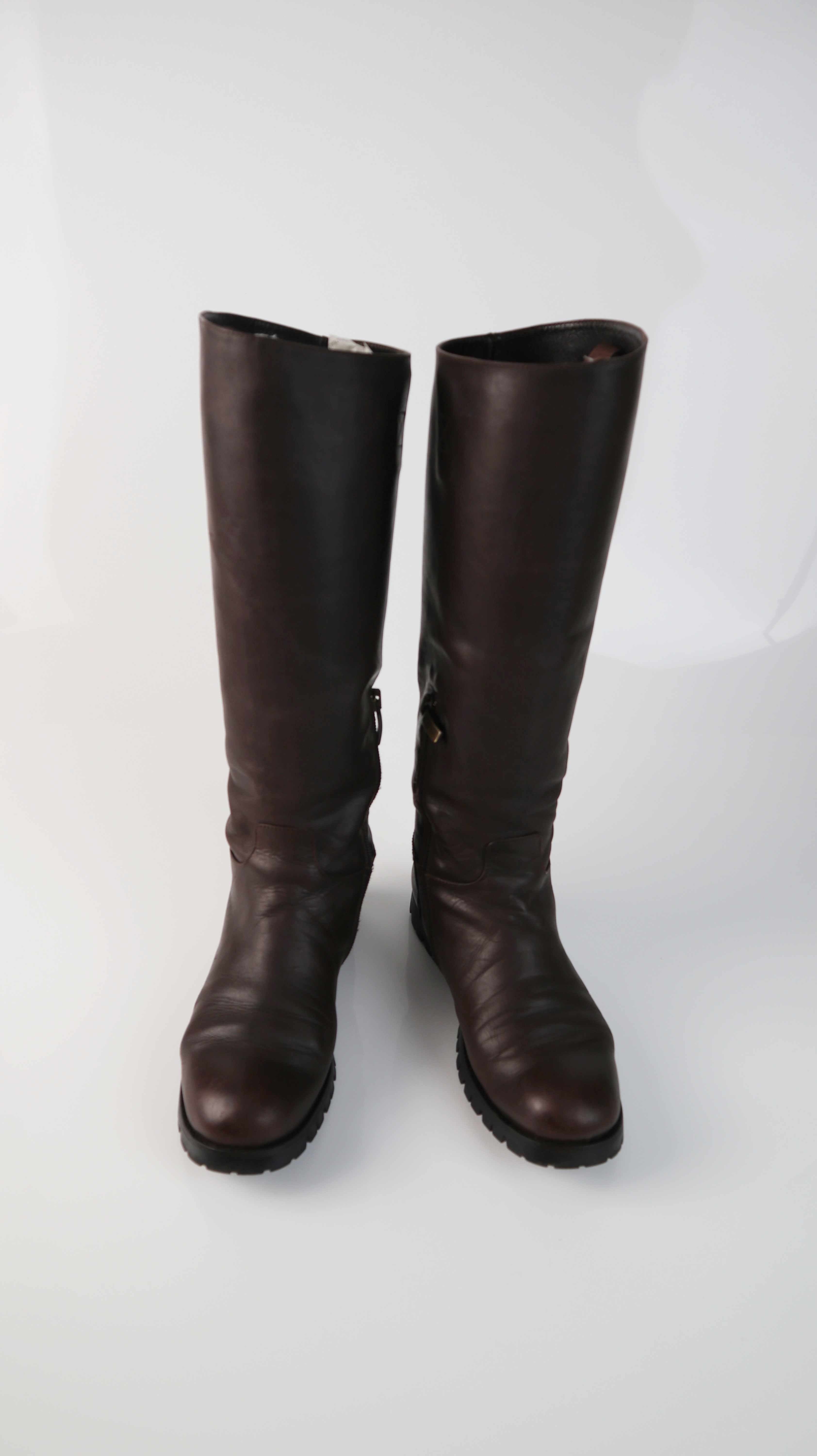 Stiefel Lederstiefel braun 38 Winterstiefel Glattleder