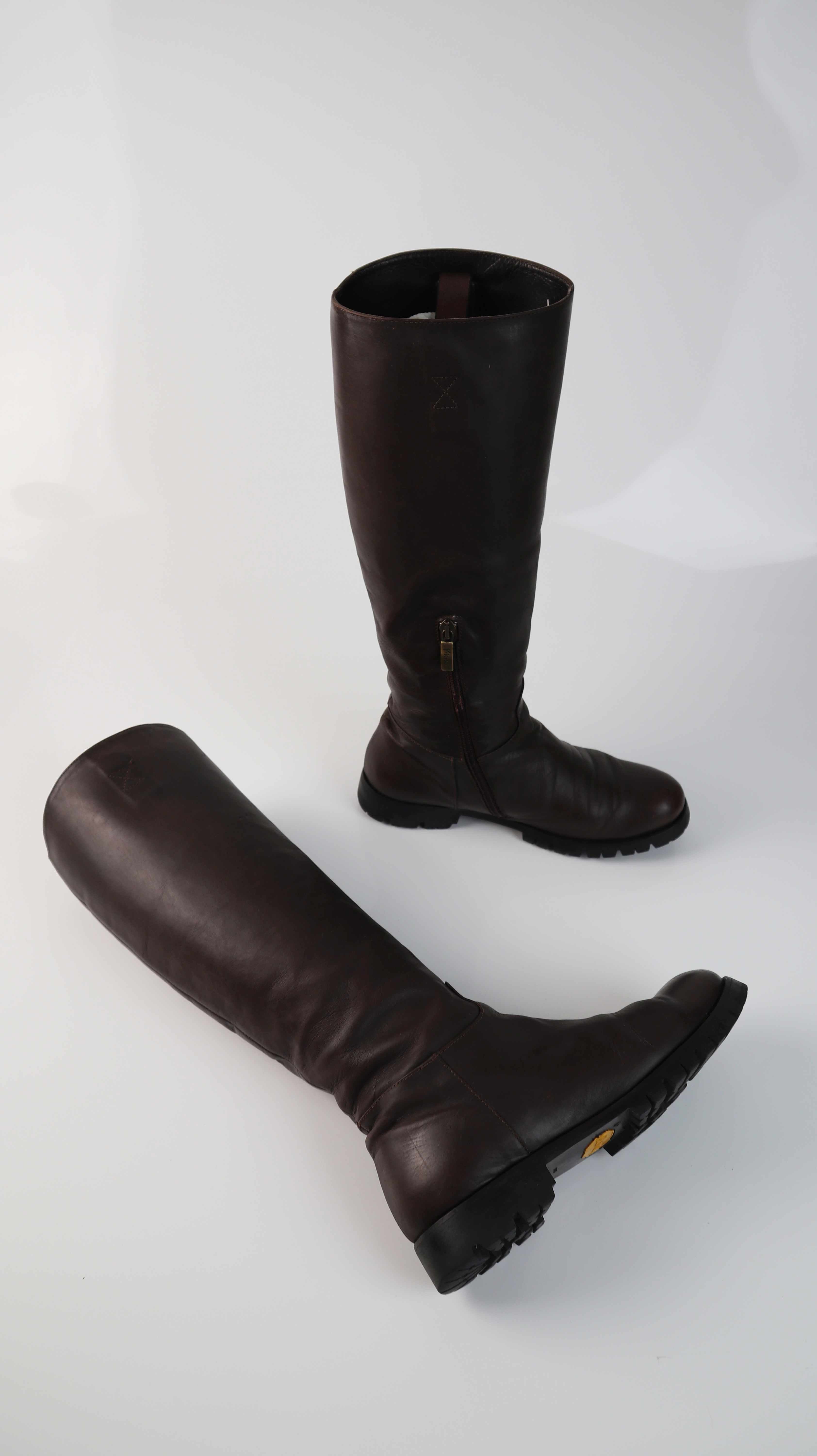 Stiefel Lederstiefel braun 38 Winterstiefel Glattleder