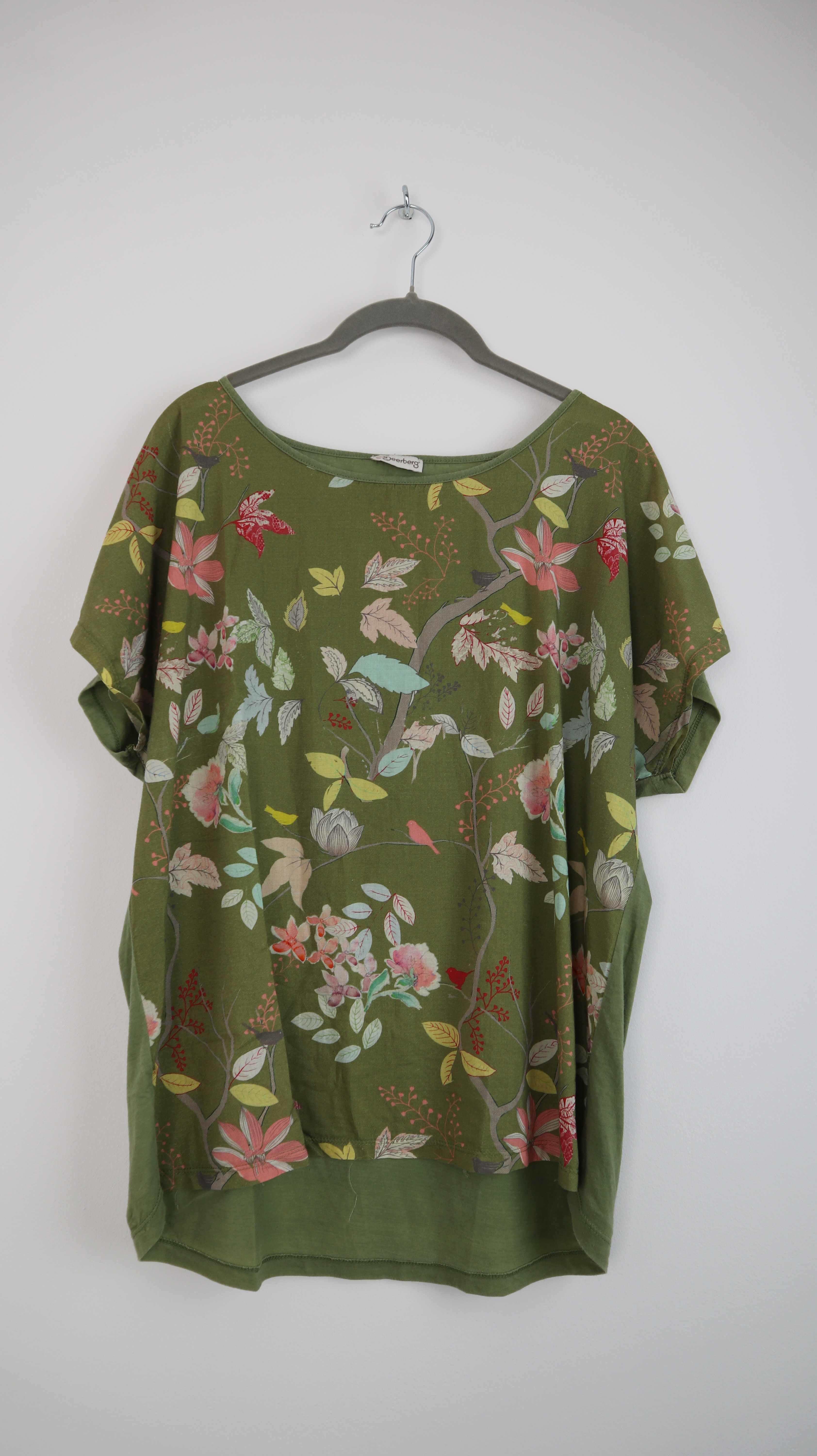 Deerberg T-Shirt Grün Shirt Oberteil 38 M Blumen