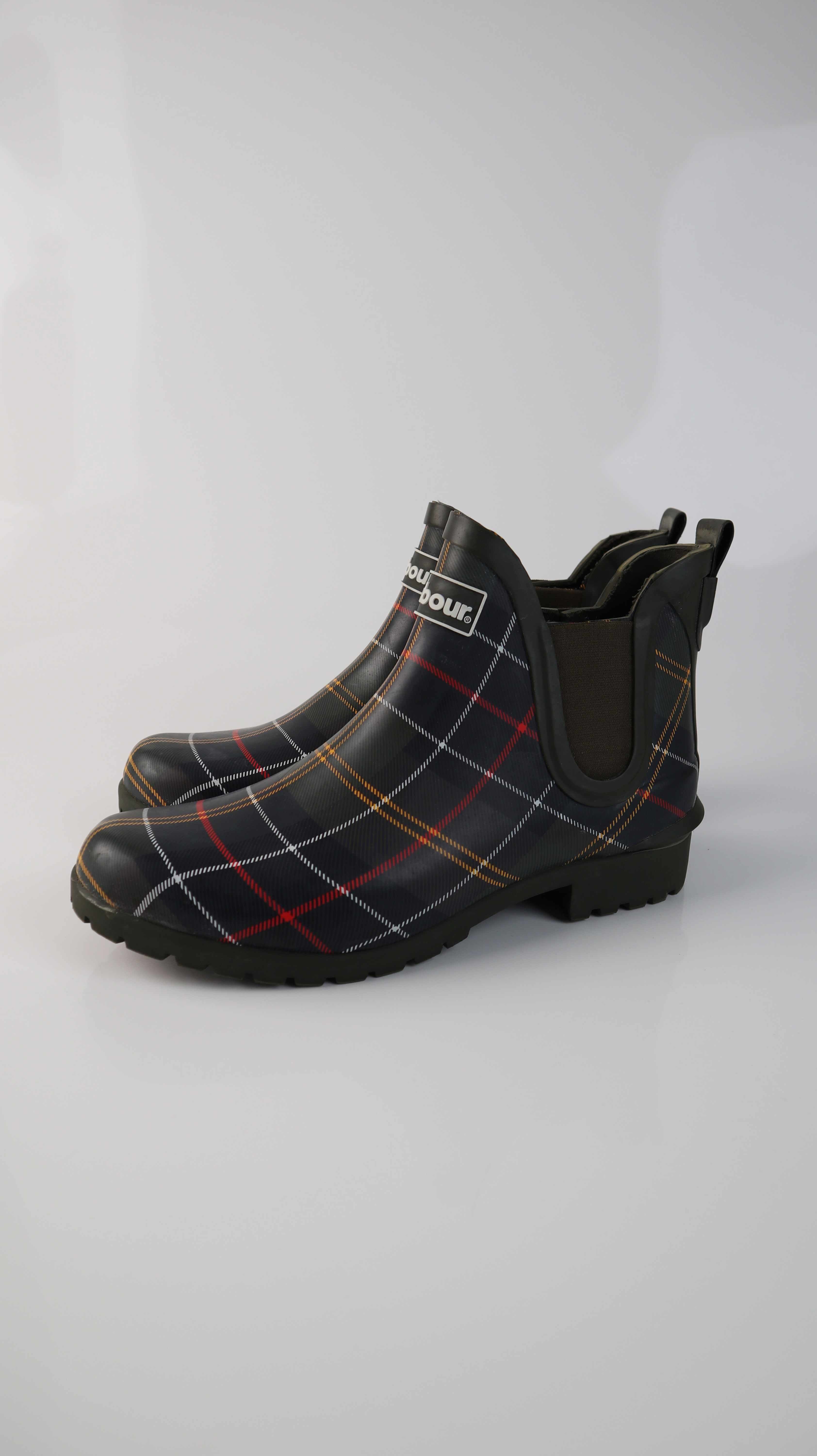 Barbour Gummistiefel grün 40 7 kariert Halbschuhe England Regenstiefel