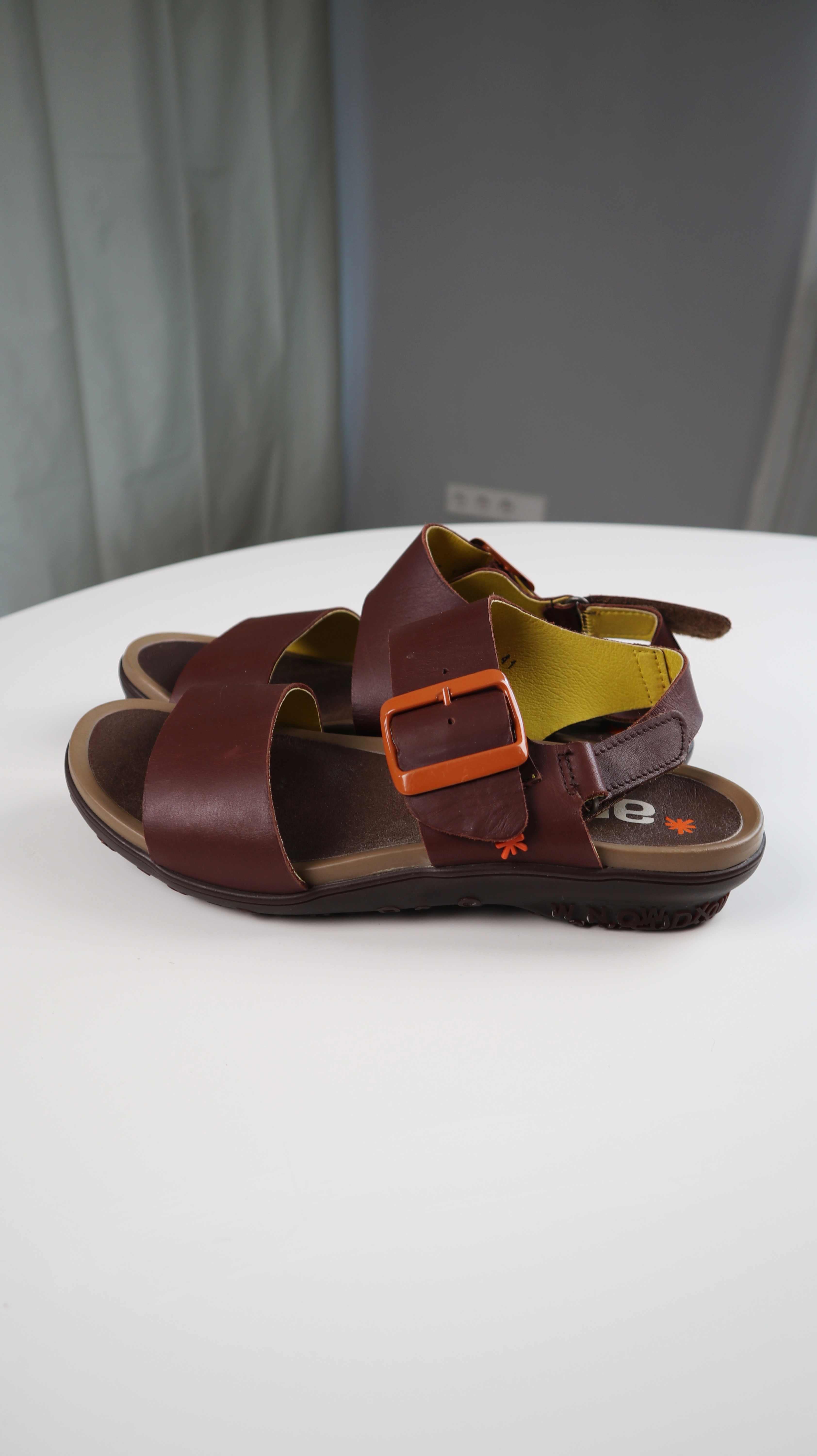 Art Sandalen Braun Gelb 41 Ledersandalen Slipper Sommerschuhe