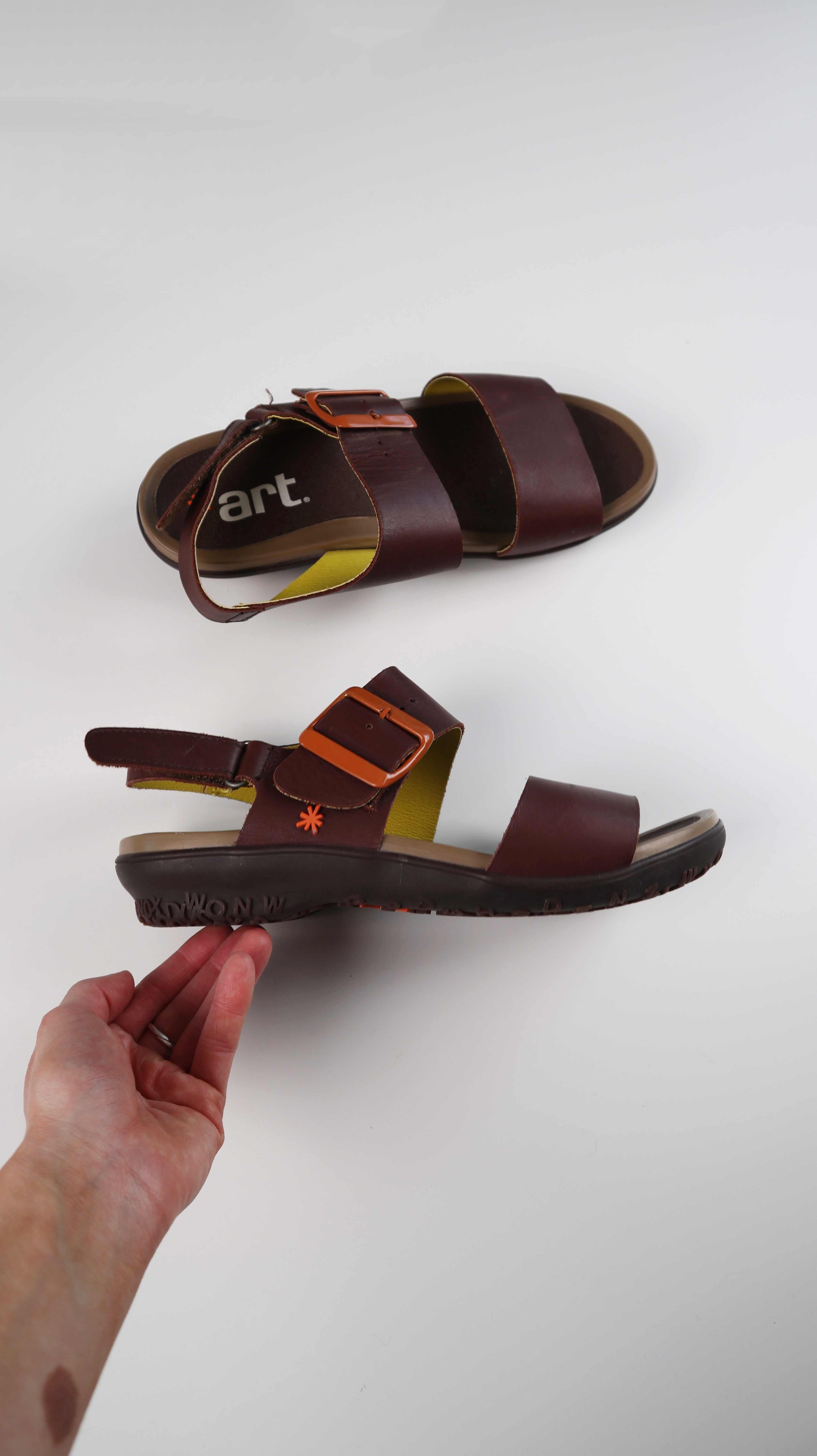 Art Sandalen Braun Gelb 41 Ledersandalen Slipper Sommerschuhe