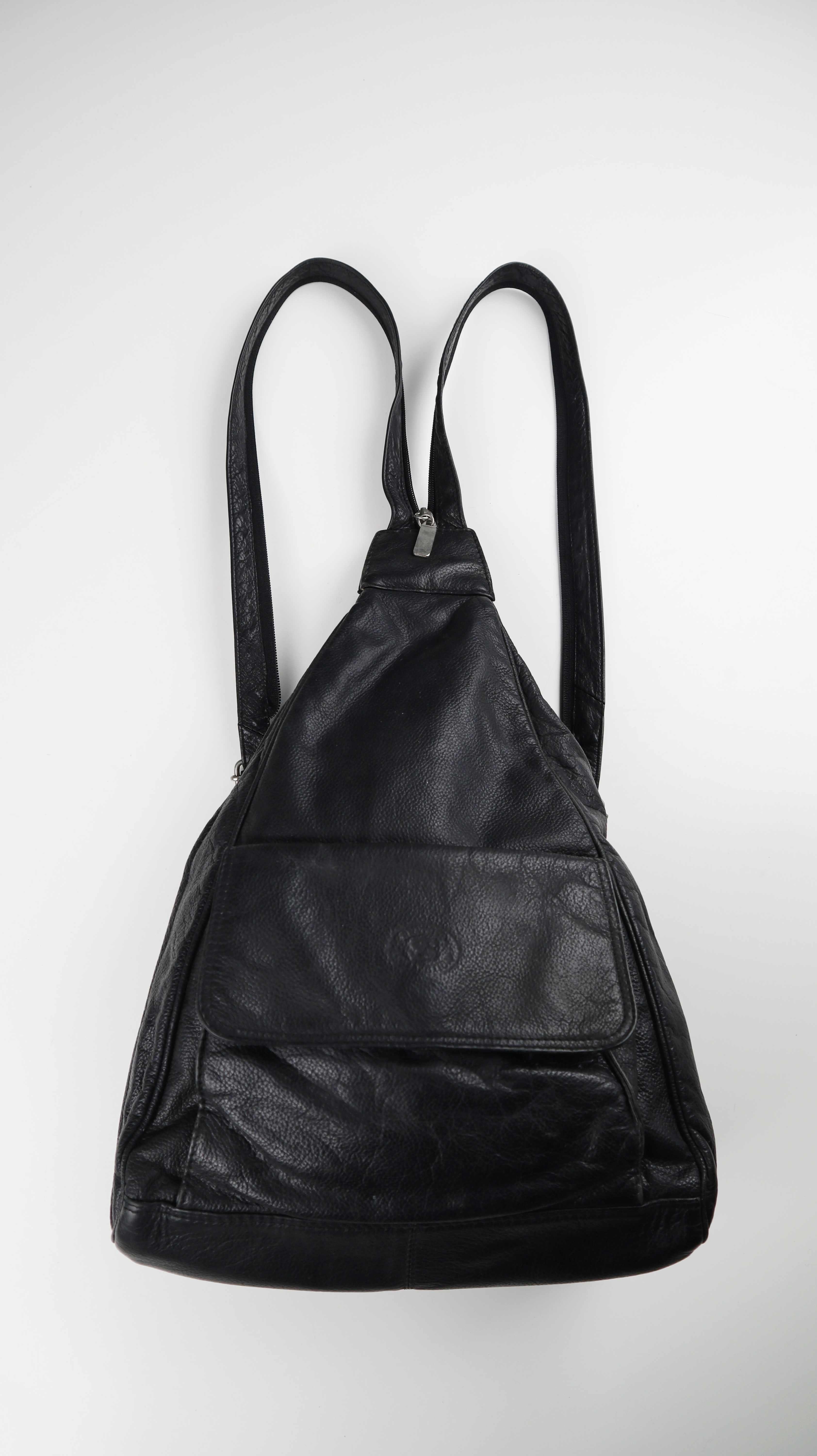 Lederrucksack schwarz Tasche Schultertasche made in Italy