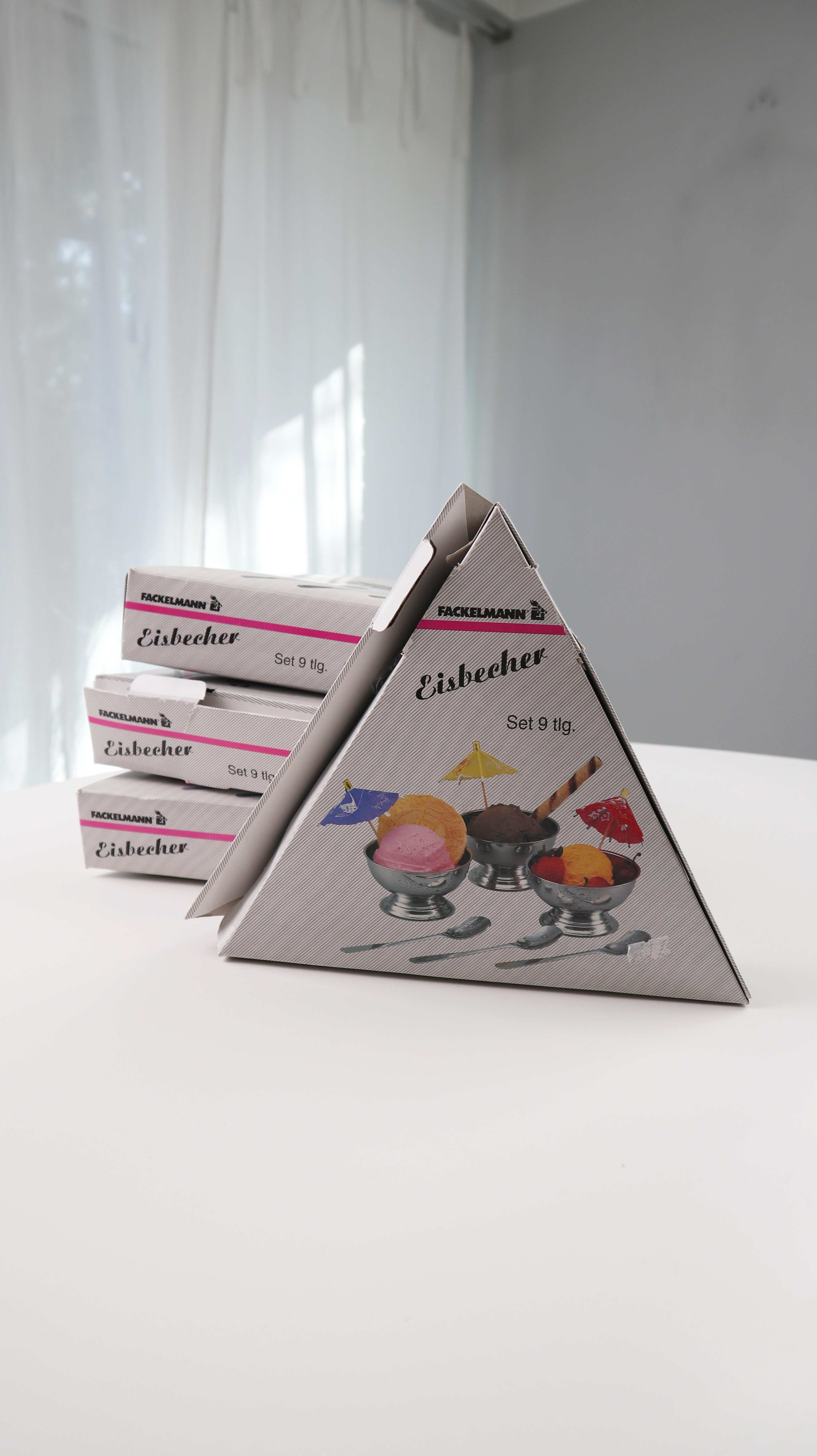 Fackelmann Eisbecher Chrom Silber neu 3 Teiliges Set Retro Schalen