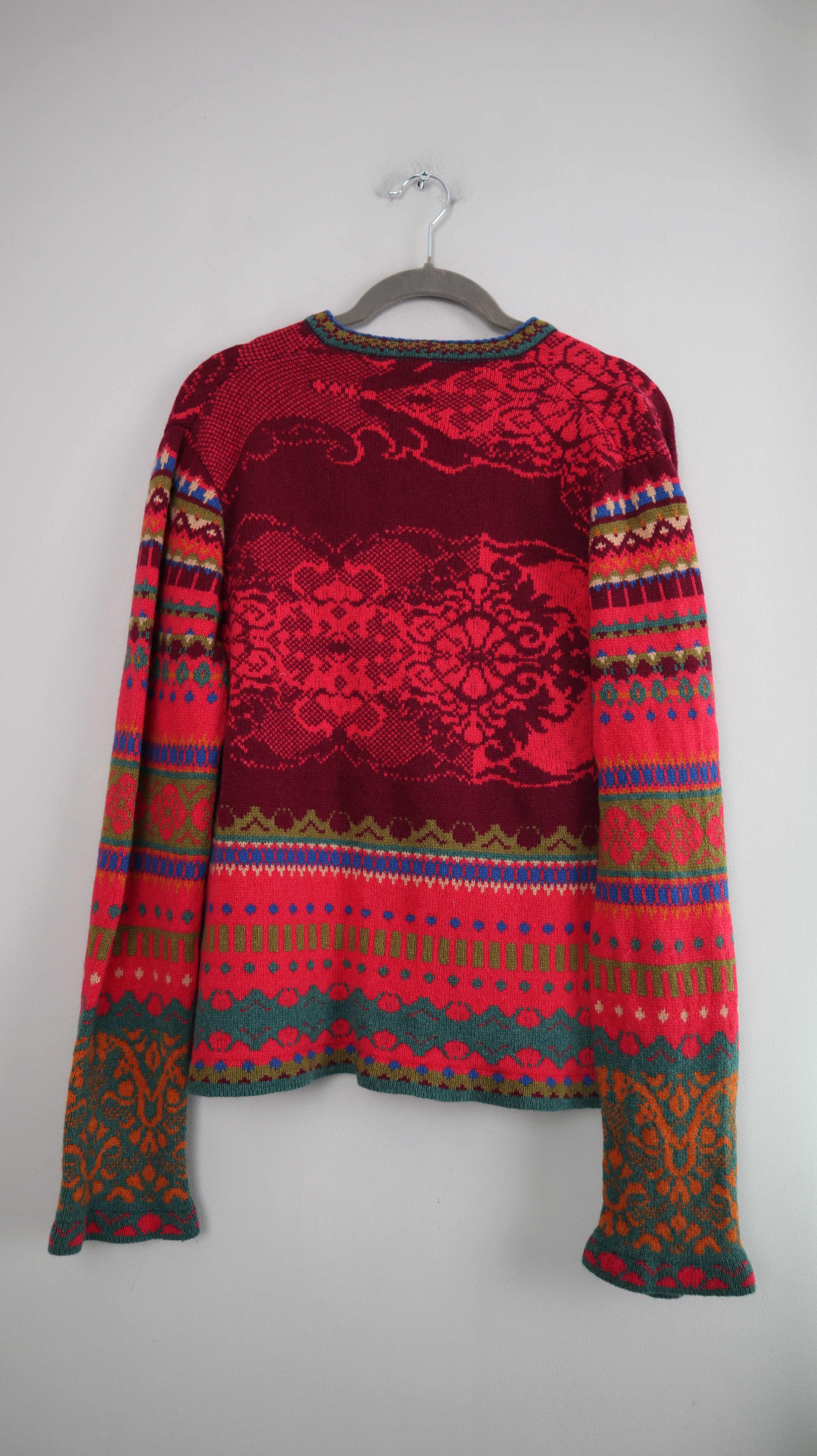 Ivko Jacke rot Wolle Strickjacke Cardigan gestrickt 38 M knit wear