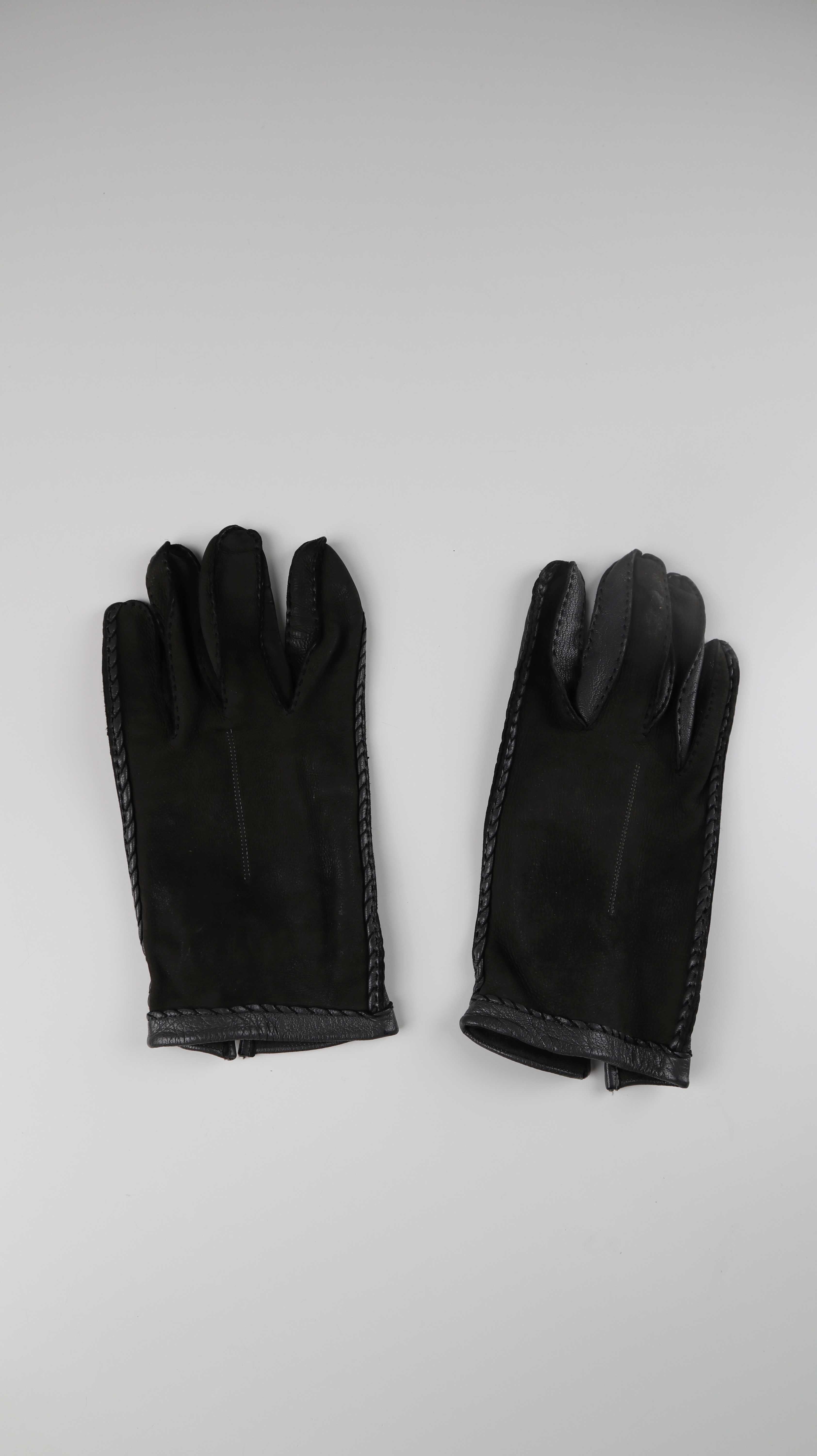 Lederhandschuhe M true Vintage Handschuhe Leder Grün Grau