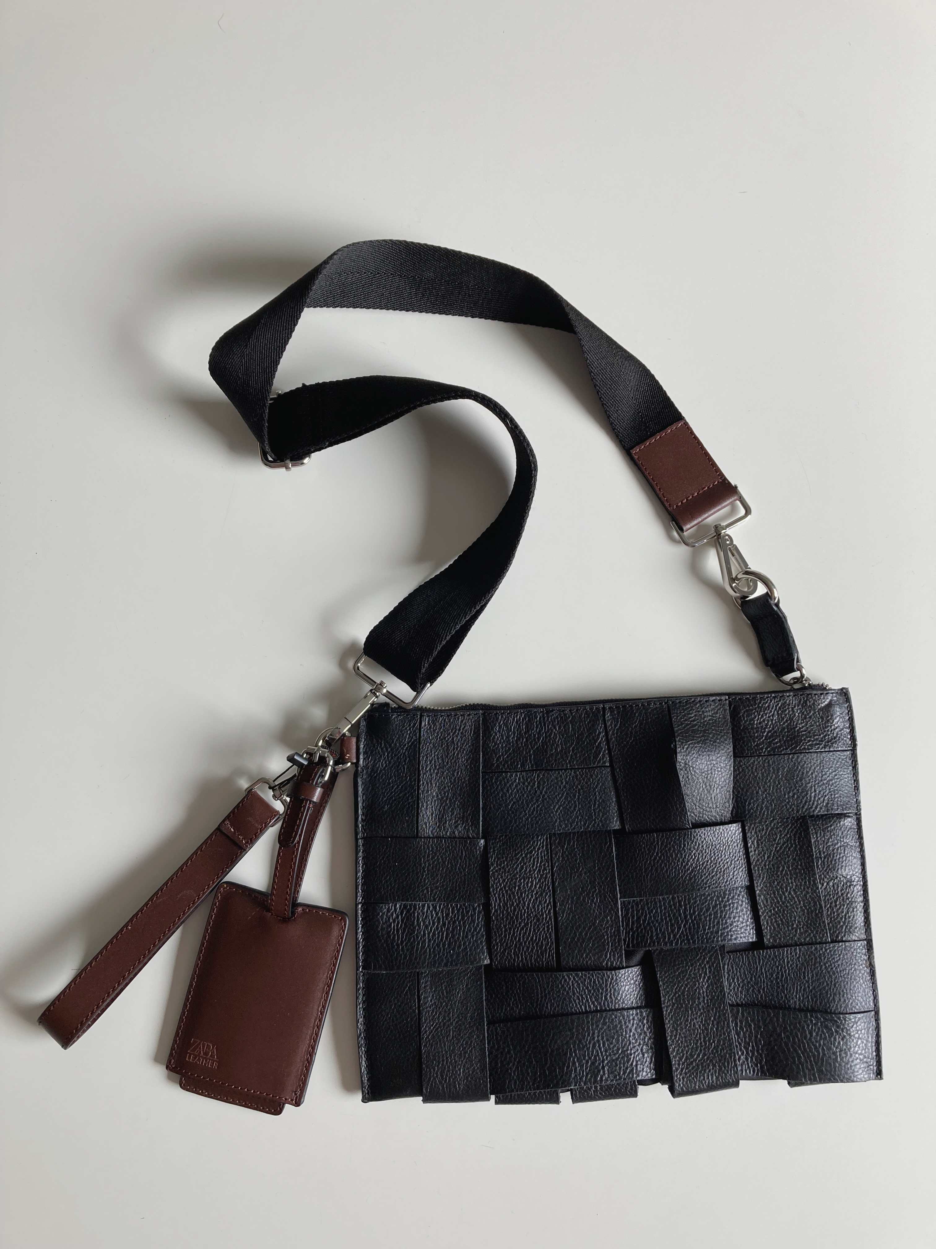 Zara Tasche Ledertasche Umhängetasche Neu schwarz Midiback
