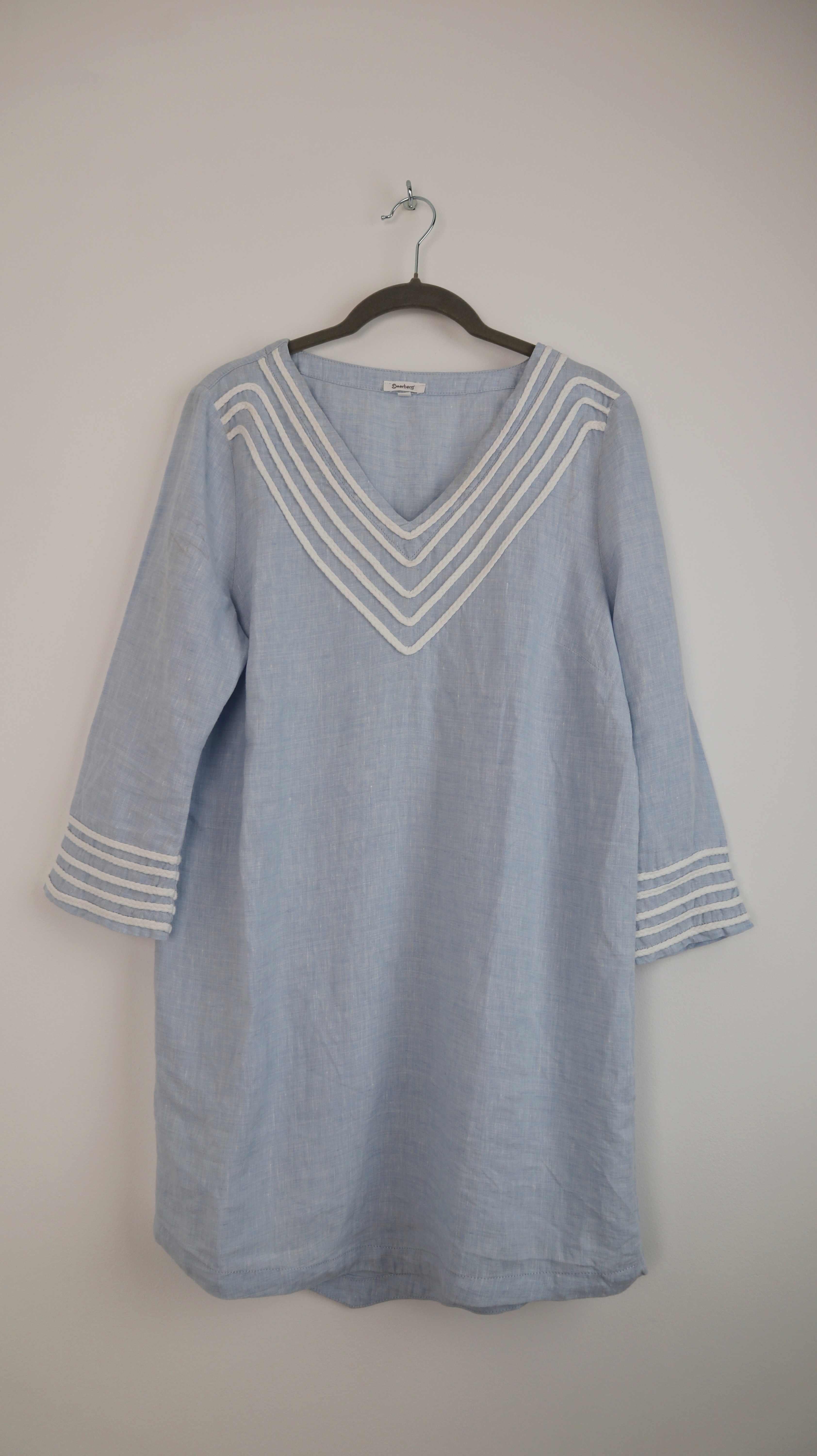 Deerberg Kleid Blau Hellblau 36 S Leinenkleid Leinen Bluse