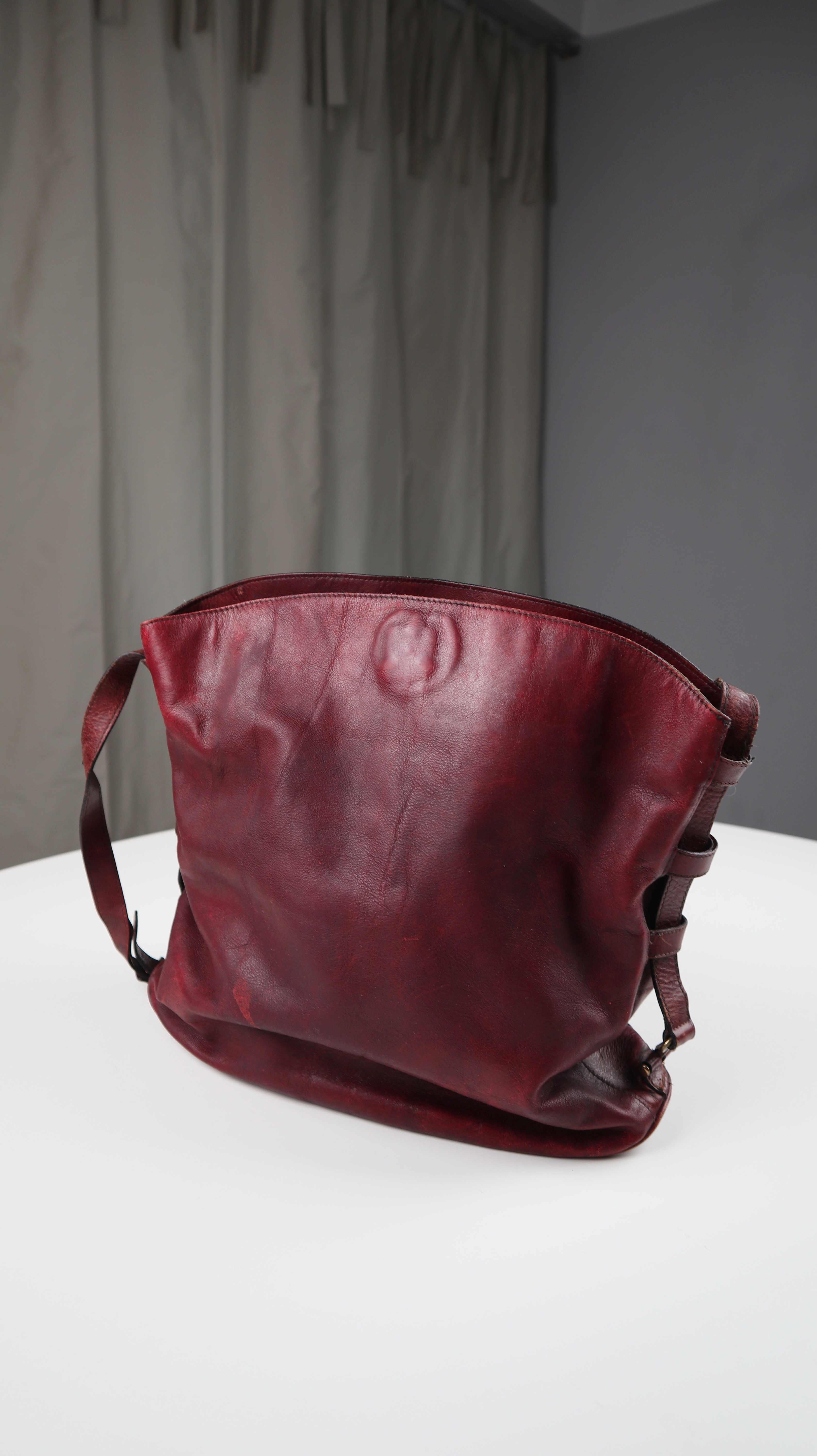 Aigner Tasche true Vintage Ledertasche rot weinrot dunkelrot Shopper